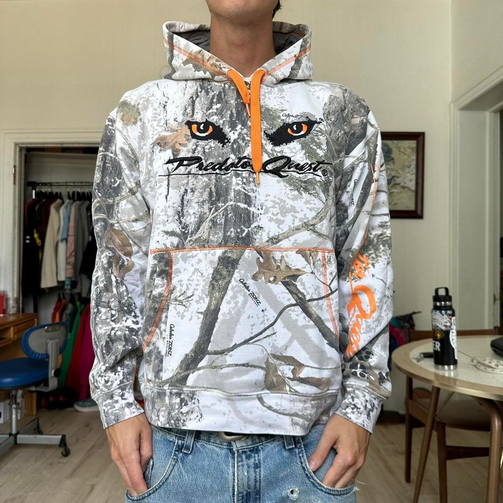 Cabelas Vintage Cabelas Predator Boxy Snow Camo Hoodie Sweatshirt Grailed
