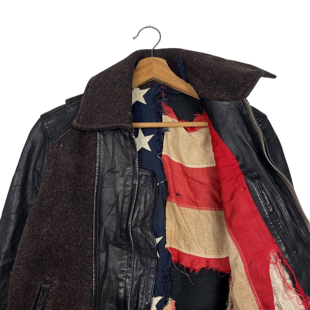 Vintage Vintage Seveskig American Flag Talon Zipper Leather Jacket Size US XS / EU 42 / 0 - 10 Thumbnail