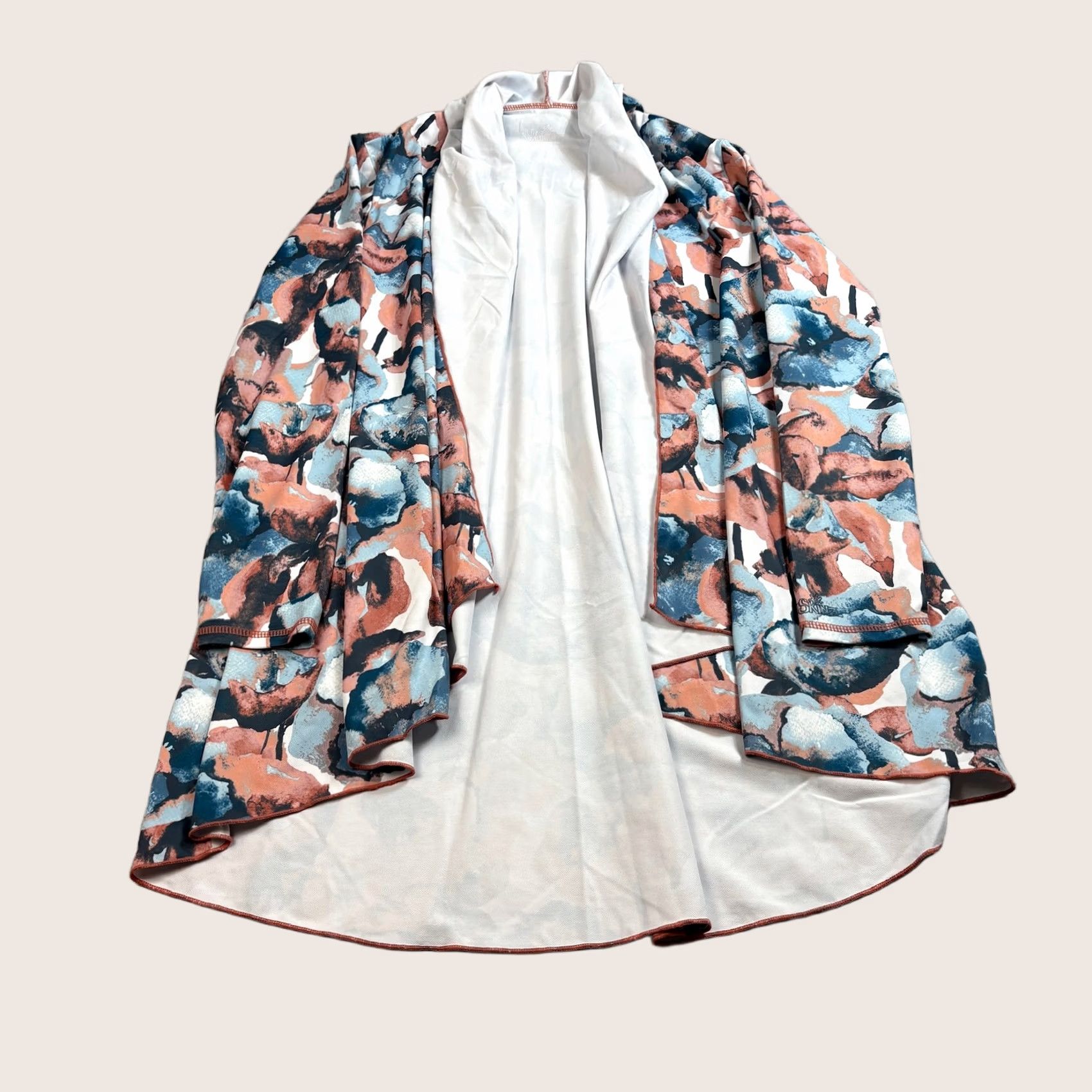 Vintage UV Skinz Sun Shirt Womens Medium Blue Pink Floral Open Front Cardigan Cover Up Size M / US 6-8 / IT 42-44 - 1 Thumbnail