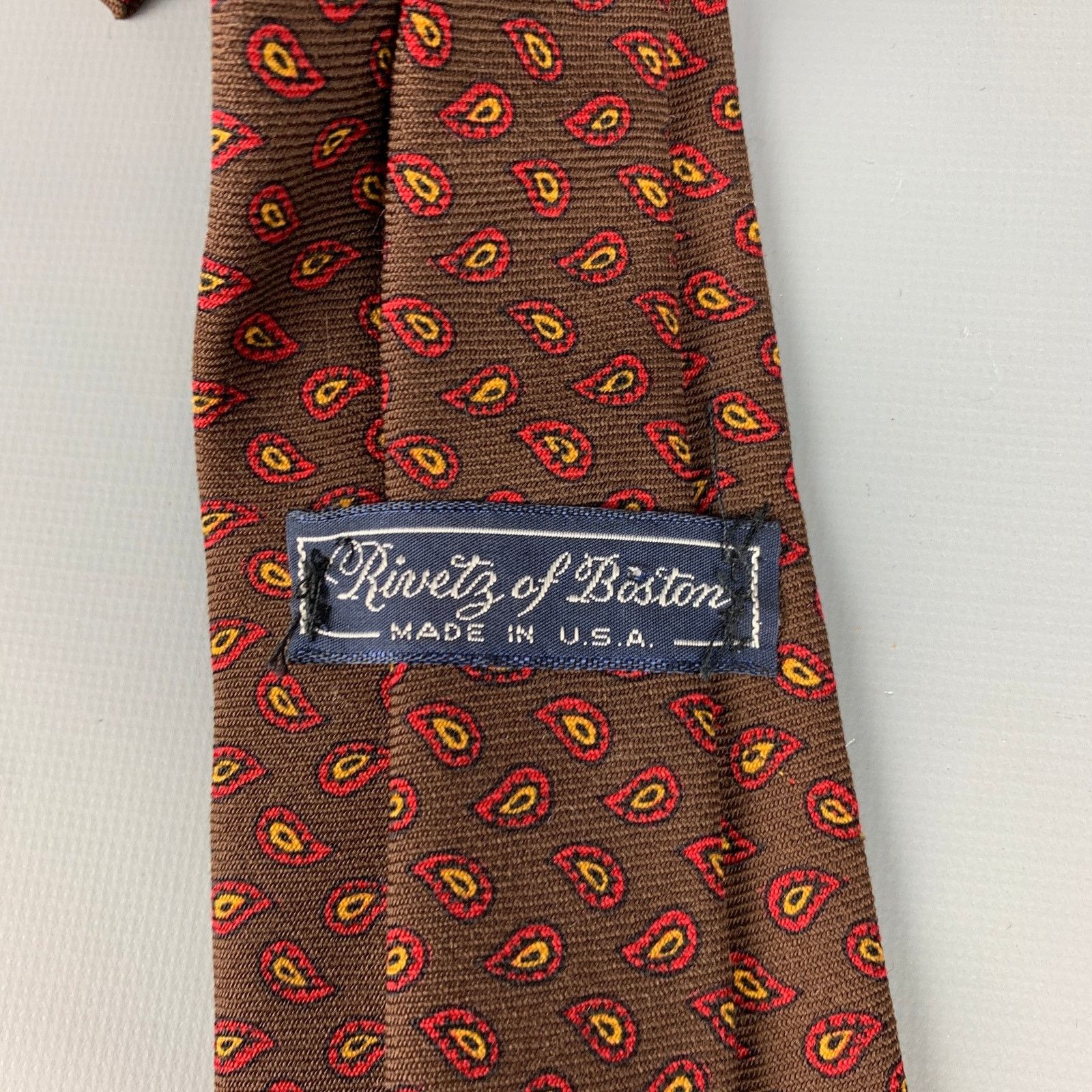 Other RIVETZ of BOSTON Brown & Red Paisley Tie Size ONE SIZE - 3 Thumbnail