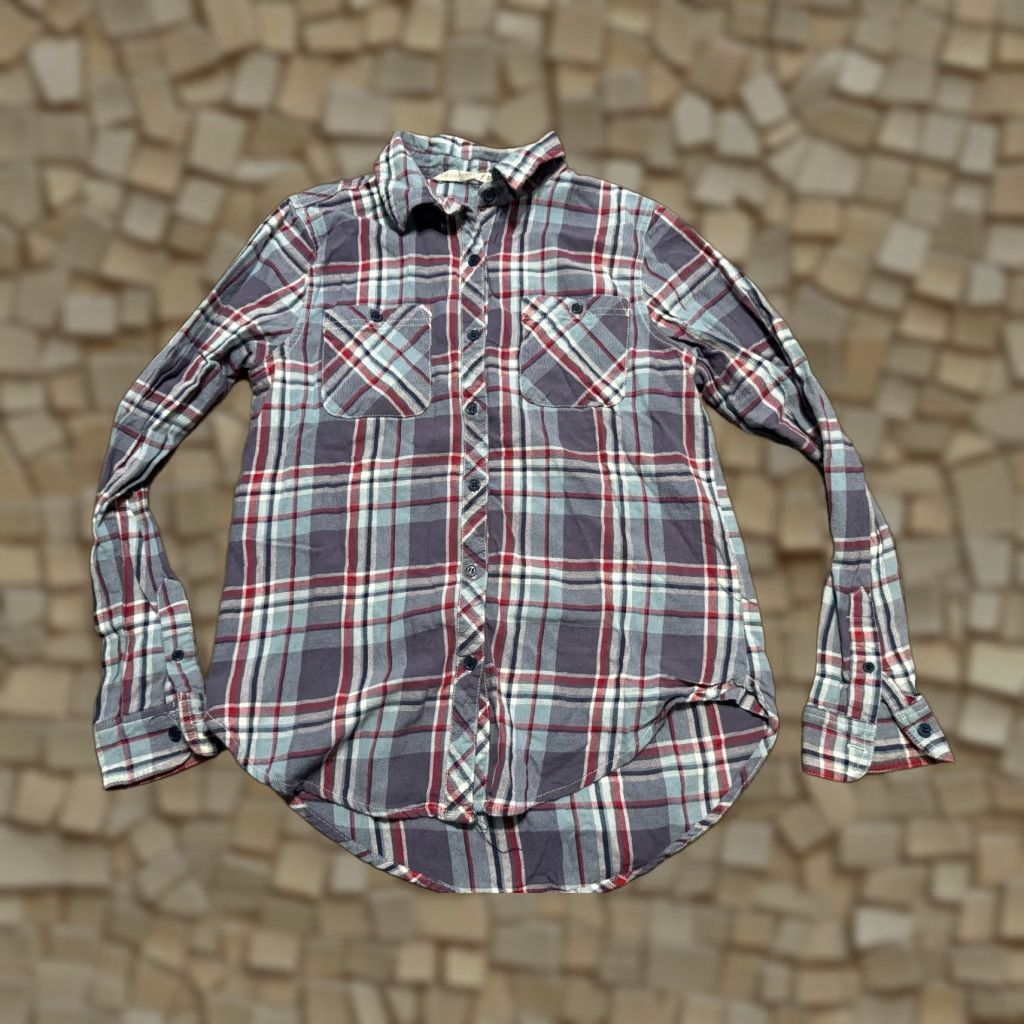 Vintage Hippie Laundry Shirt Women's Small Blue Red Purple White Plaid Button Up Size S / US 4 / IT 40 - 1 Thumbnail