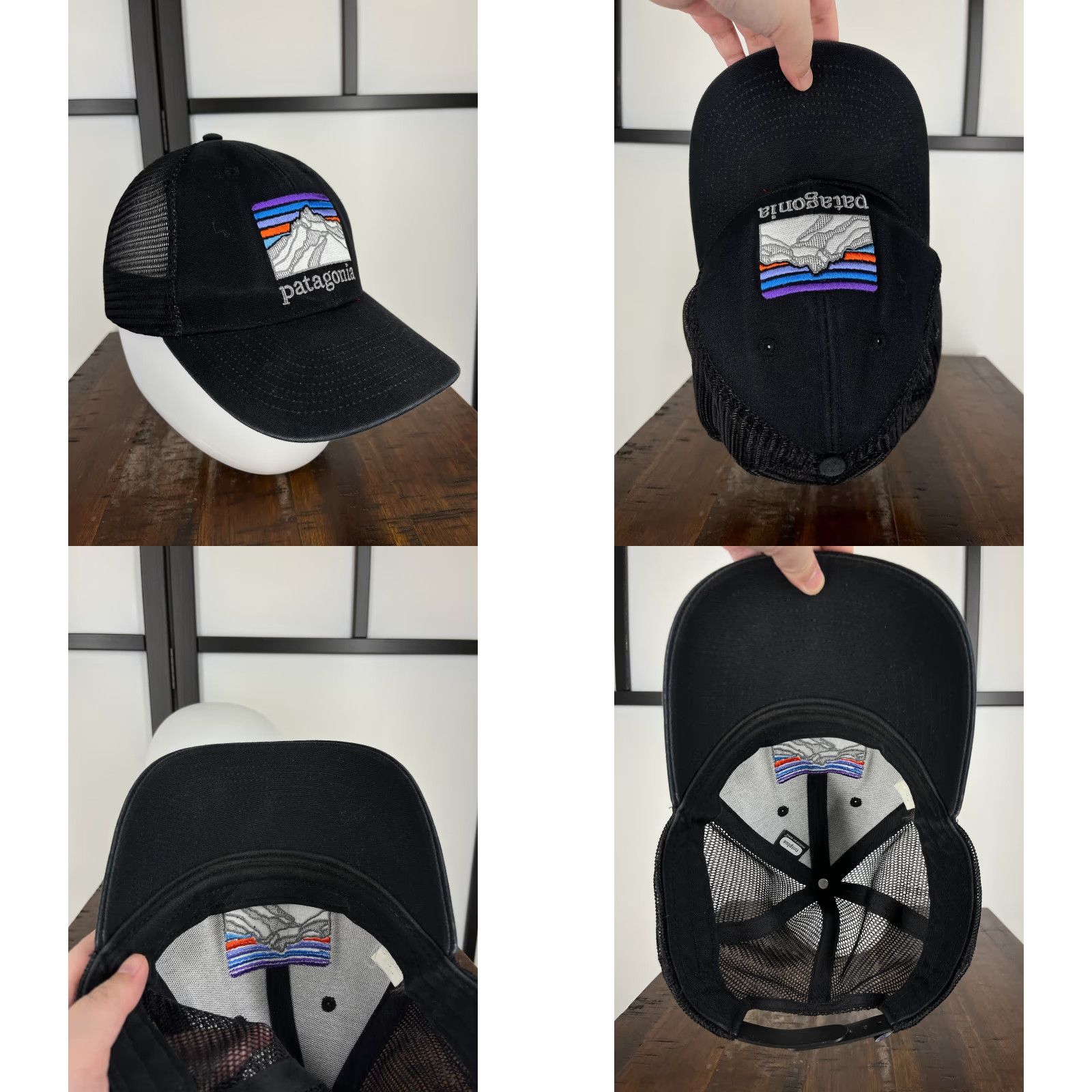 Patagonia Patagonia Hat Cap Snap Back Adult One Size Black Gray Fitz Roy Embroider Trucker Size ONE SIZE - 8 Thumbnail