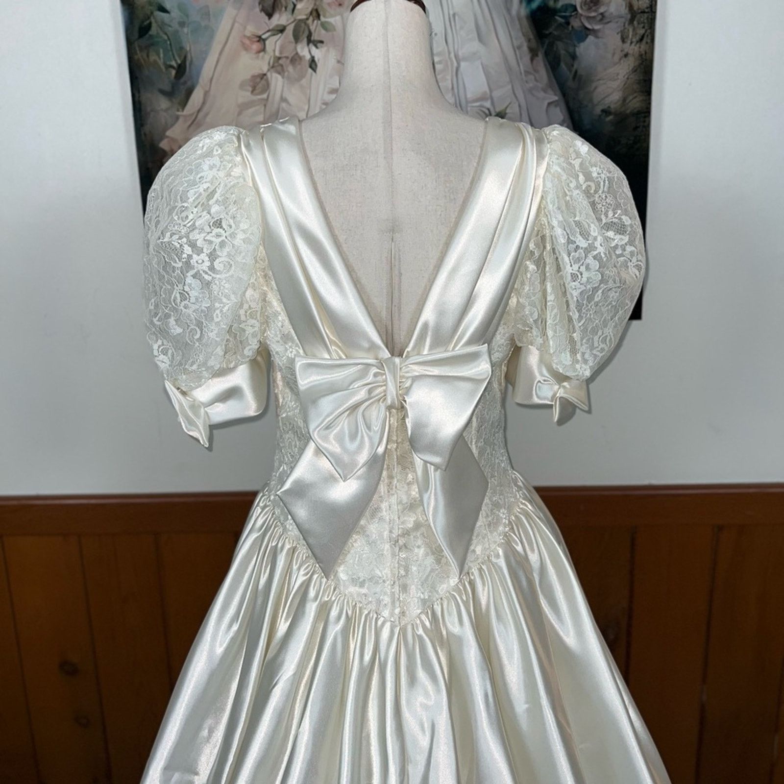 Other Vintage 1980s Alfred Angelo Heavy Satin Wedding Gown! Size XL / US 12-14 / IT 48-50 - 5 Thumbnail