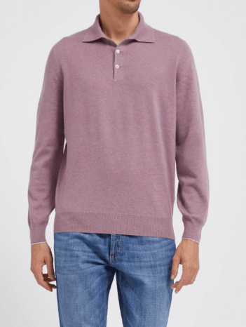 Brunello Cucinelli Cashmere Polo in Dark Purple Size US M / EU 48-50 / 2 - 1 Preview