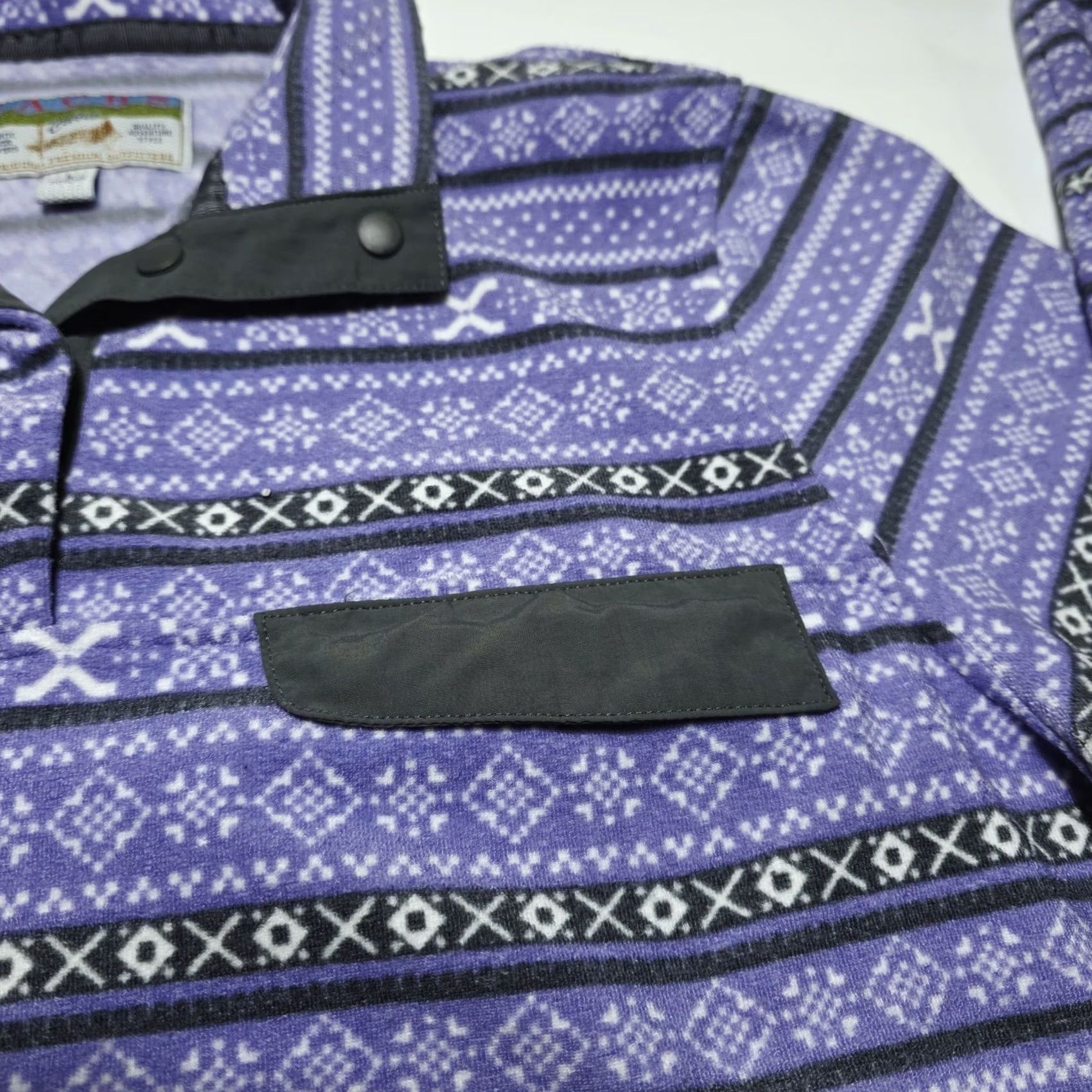 Vintage JACHS Cabin Purple Fleece 1/4 Snap Pullover Sweater Jacket Aztec Women's Large Size L / US 10 / IT 46 - 3 Thumbnail