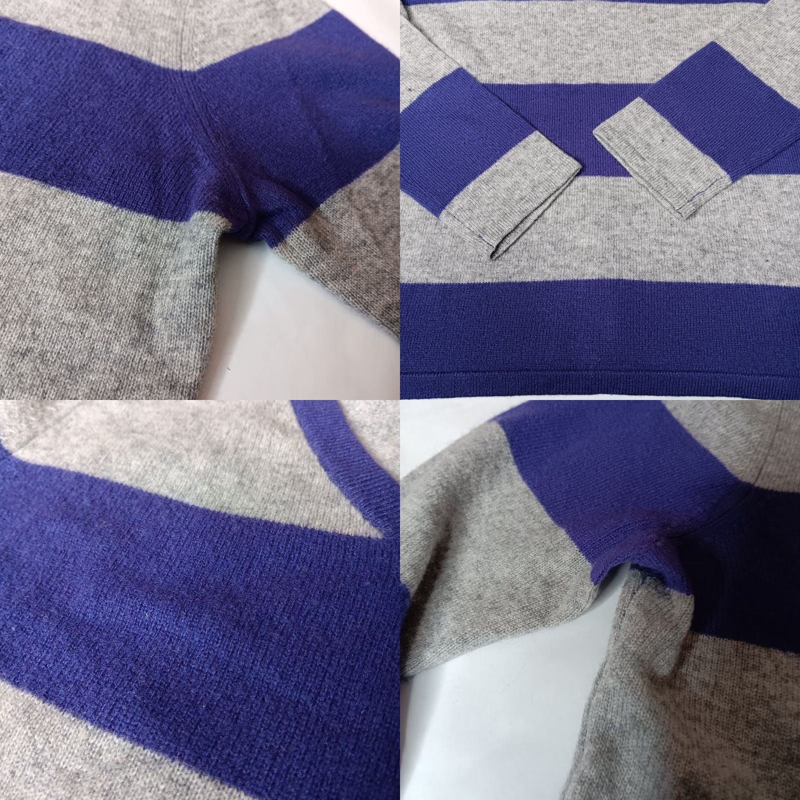 Vintage Fenn Wright Manson Sweater Women M Cashmere V Neck Gray Purple Striped Pullover Size M / US 6-8 / IT 42-44 - 8 Thumbnail