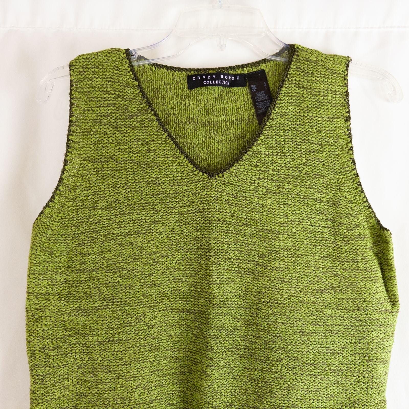 Other Crazy Horse Vintage Green Solid Sweater Vest Womens Large Size L / US 10 / IT 46 - 4 Thumbnail