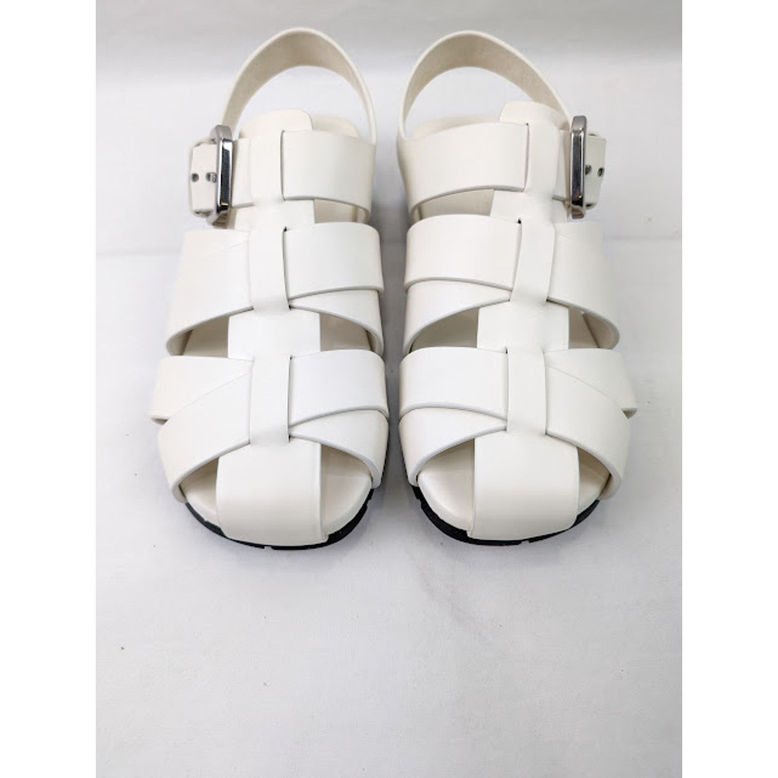Bottega Veneta o1rshd1 Q: 2 / Calfskin Rubber Sole City Sandal in White Size US 11 / EU 44 - 15 Thumbnail