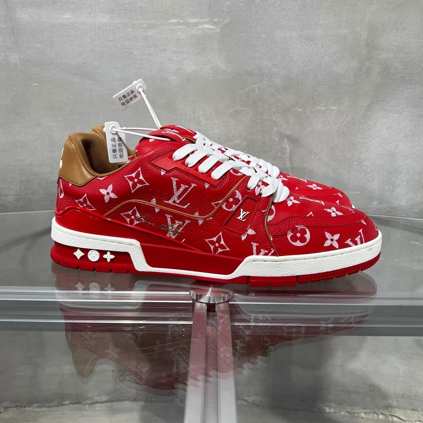 Louis Vuitton LV P9 Trainer Allover Print Red UK10 44 Size US 10 / EU 43 - 4 Thumbnail