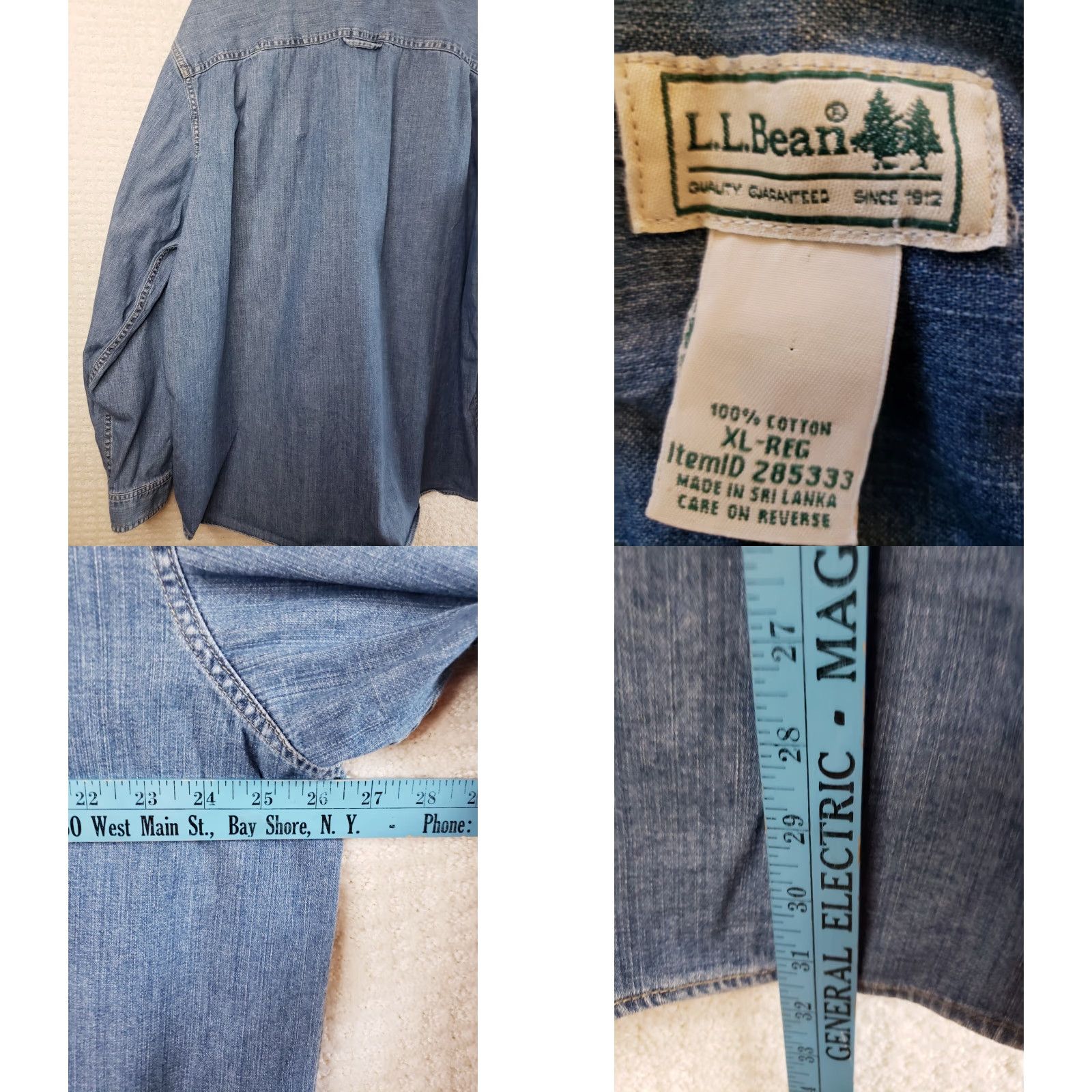 Vintage VINTAGE LL Bean Denim Button Down Shirt Long Sleeve Men's XL Reg. Pockets EUC 80s 90s Outdoor American Size US XL / EU 56 / 4 - 8 Thumbnail