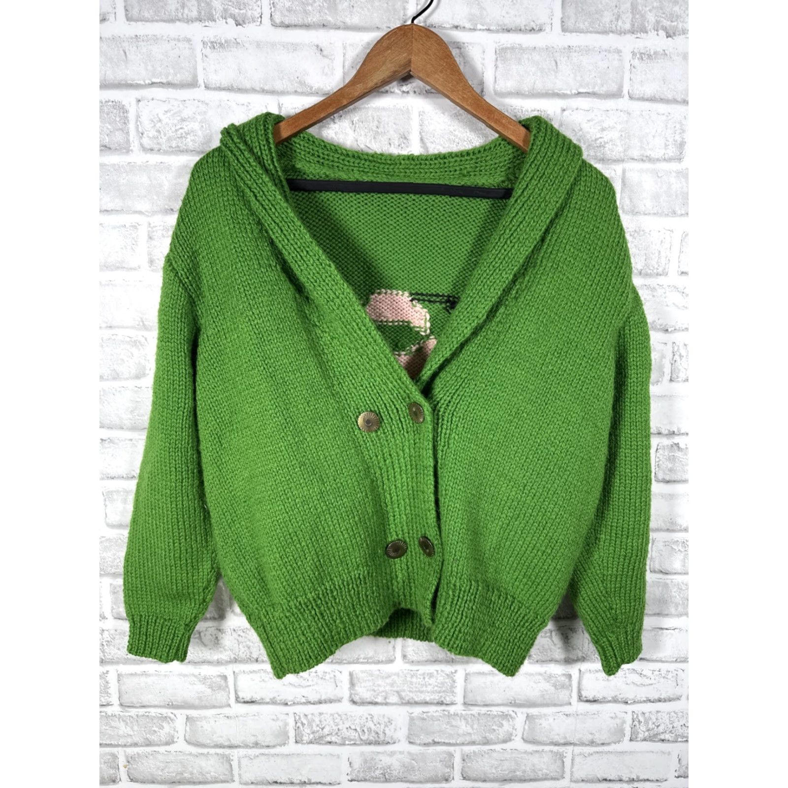 Vintage VINTAGE HAND MADE Green Acrylic/Wool Cardigan Sweater Shawl Neck Womens S Size S / US 4 / IT 40 - 5 Thumbnail