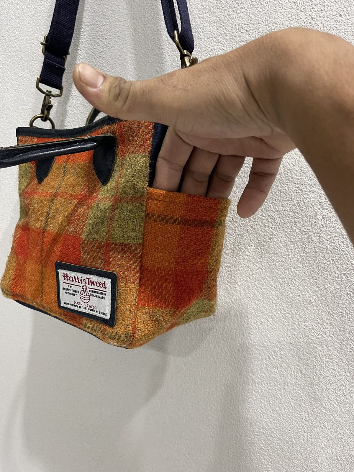 Harris Tweed Vintage Harris Tweed X BPQC 2 Way Orange Plaid Wool Bag Size ONE SIZE - 4 Thumbnail