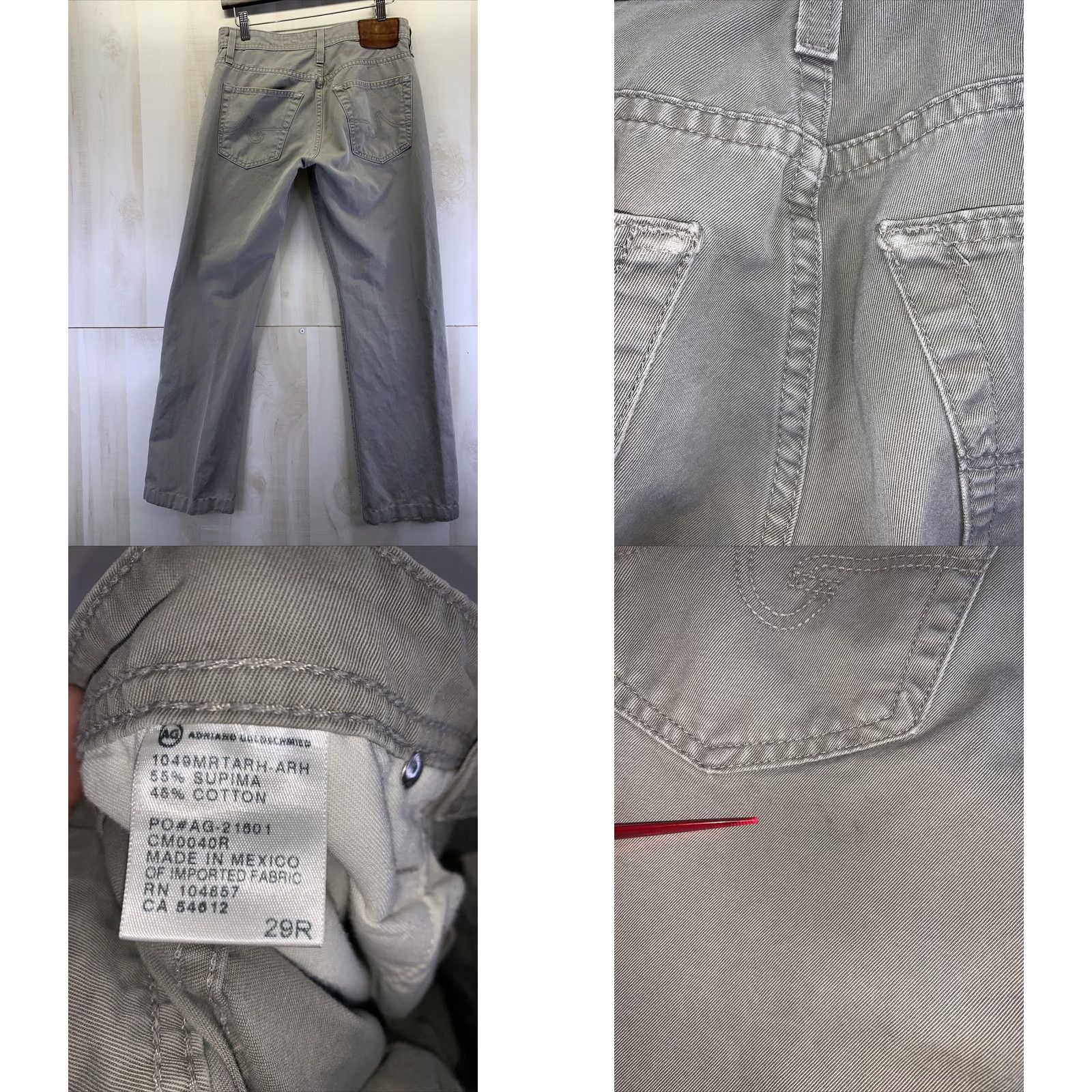Vintage AG Adriano Goldschmied The Protégé Womens Pants Straight Size 29 Gray Cotton Blend Chino 29in Casual Workwear Vintage No Womens Size 29" - 8 Thumbnail