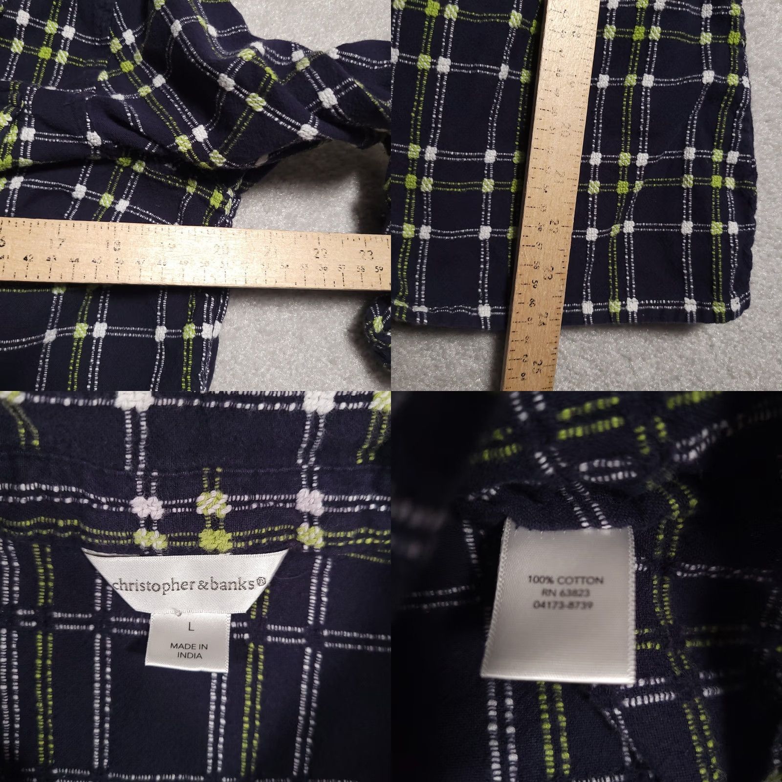 Vintage Christopher & Banks Shirt Women's Large Button Up Roll Tab Sleeve Textured Cinch Women's Size L / US 10 / IT 46 - 8 Thumbnail
