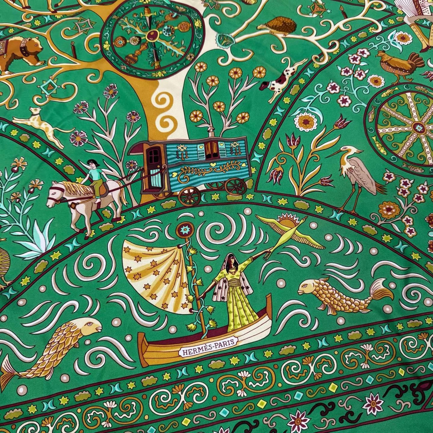 Hermes Hermes Tree of Life Silk Scarf 99 New 90x90 Size ONE SIZE - 4 Thumbnail