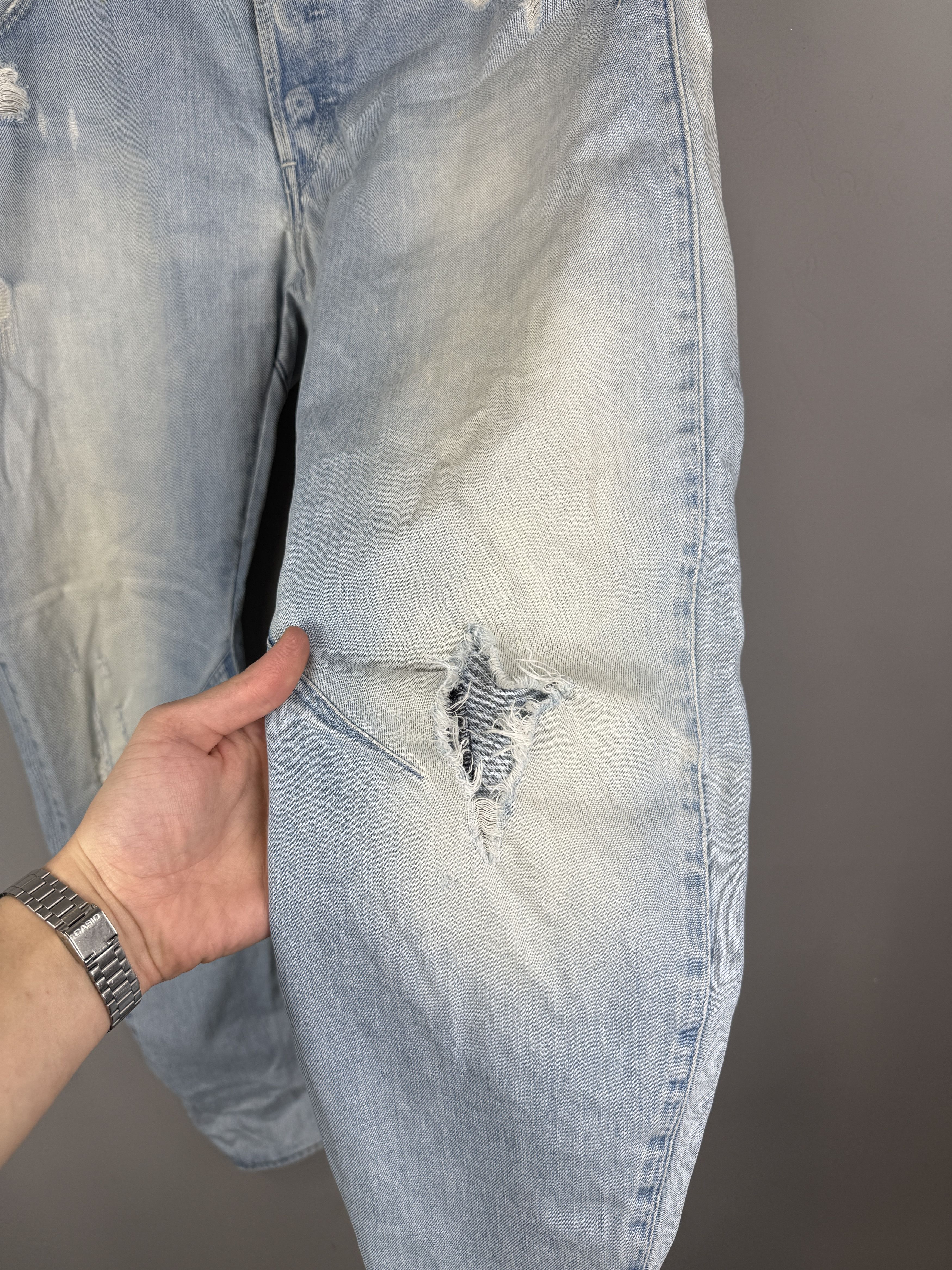 G-Star G-Star Raw Denim Jeans Arc Zip 3D Slim Blue Distressed Denim Size US 34 / EU 50 - 5 Thumbnail