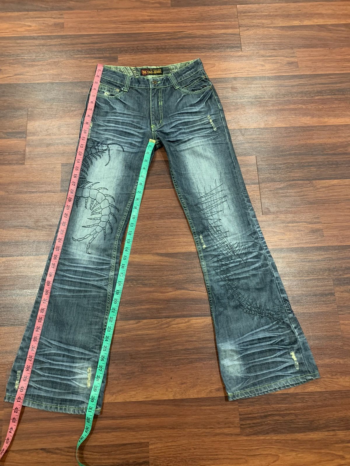 If Six Was Nine Ba Dao Embroidered Flared Jeans Pants ( unisex ) Size US 29 - 8 Thumbnail