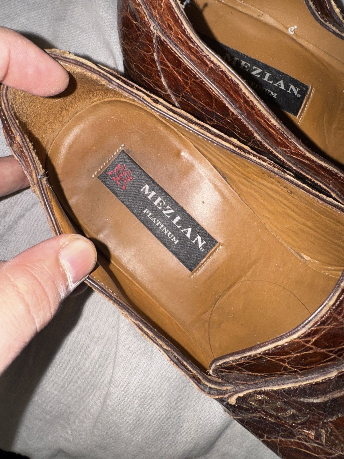 Mezlan Mezlan Platinum Genuine Crocodile Loafers – Size 11 – Rare Size US 11 / EU 44 - 3 Thumbnail