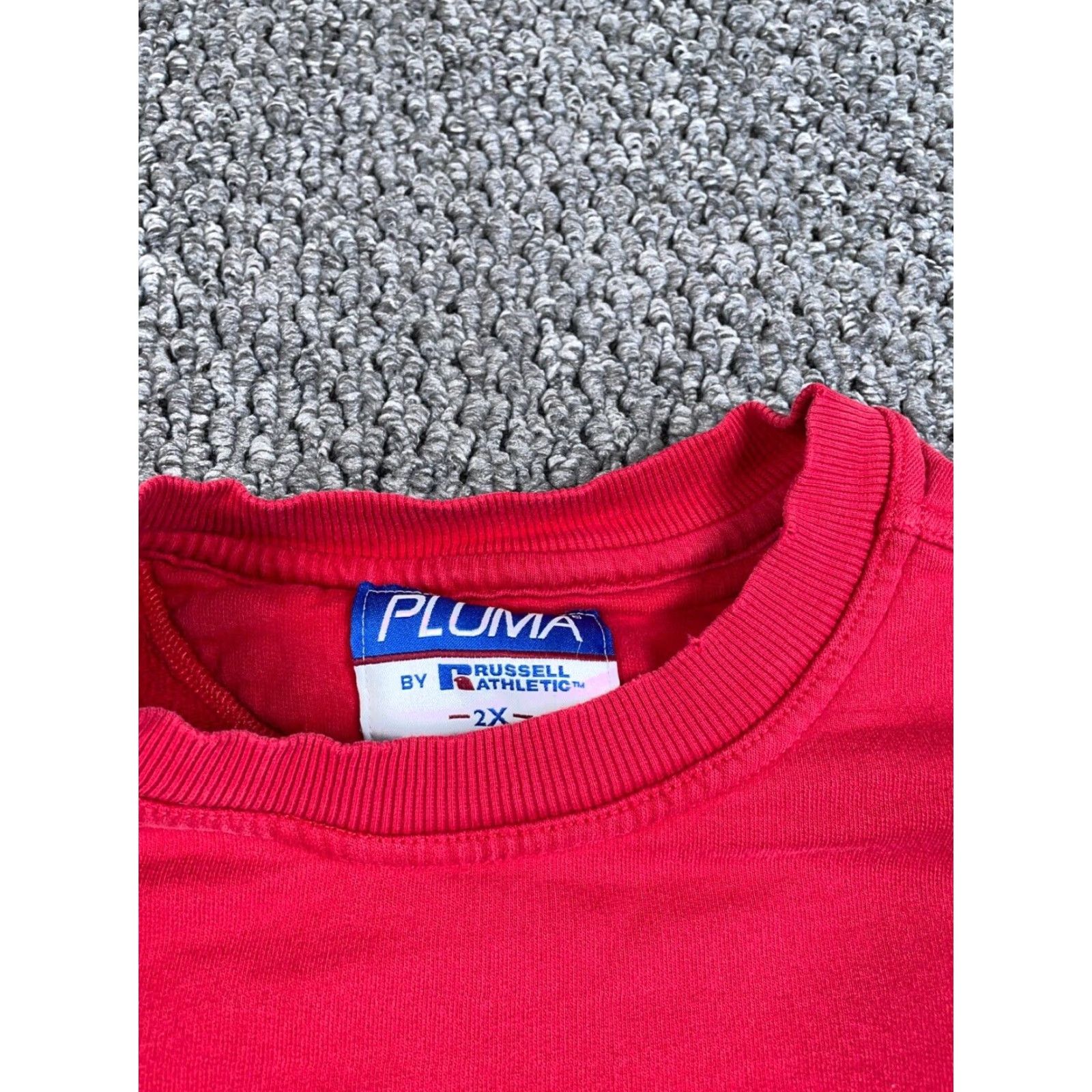 Russell Athletic VINTAGE Distressed Russell Athletic Pluma Sweatshirt Adult 2X Red Crewneck Heavy Cotton-Polyester Blend Mens Sweatshirt 90s Retro Size US XXL / EU 58 / 5 - 4 Thumbnail