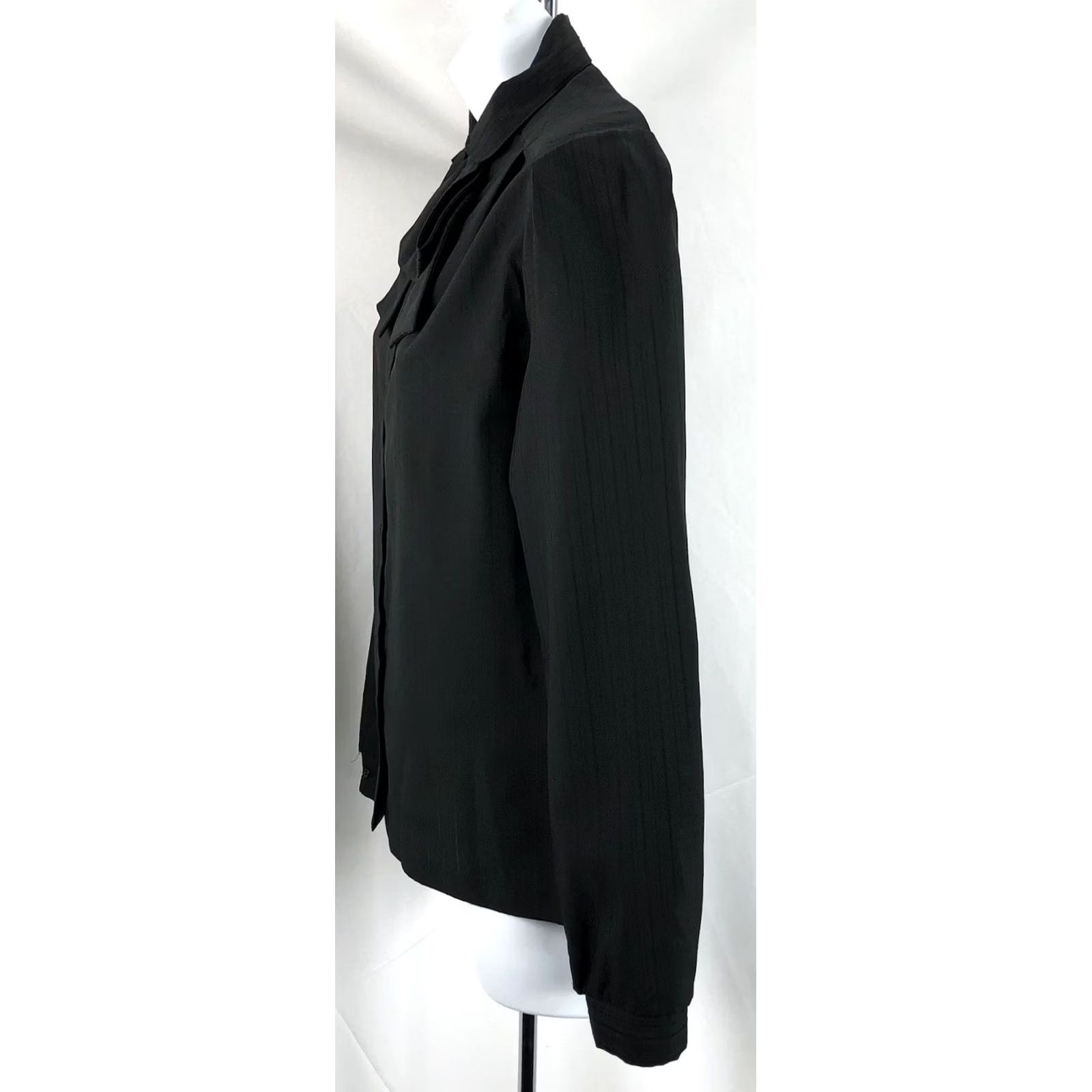 Vintage VINTAGE Ship n Shore Blouse Black Puff Sleeve Removable Collar Bow Victorian Gothic Vampire Shirt Womens 8 Black Size M / US 6-8 / IT 42-44 - 2 Thumbnail