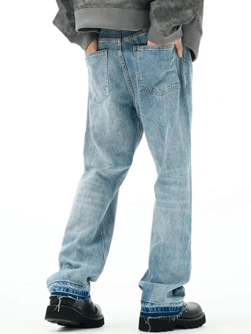 Japanese Brand × Jean American street washed loose versatile ripped straight jeans Size US 32 / EU 48 - 4 Thumbnail