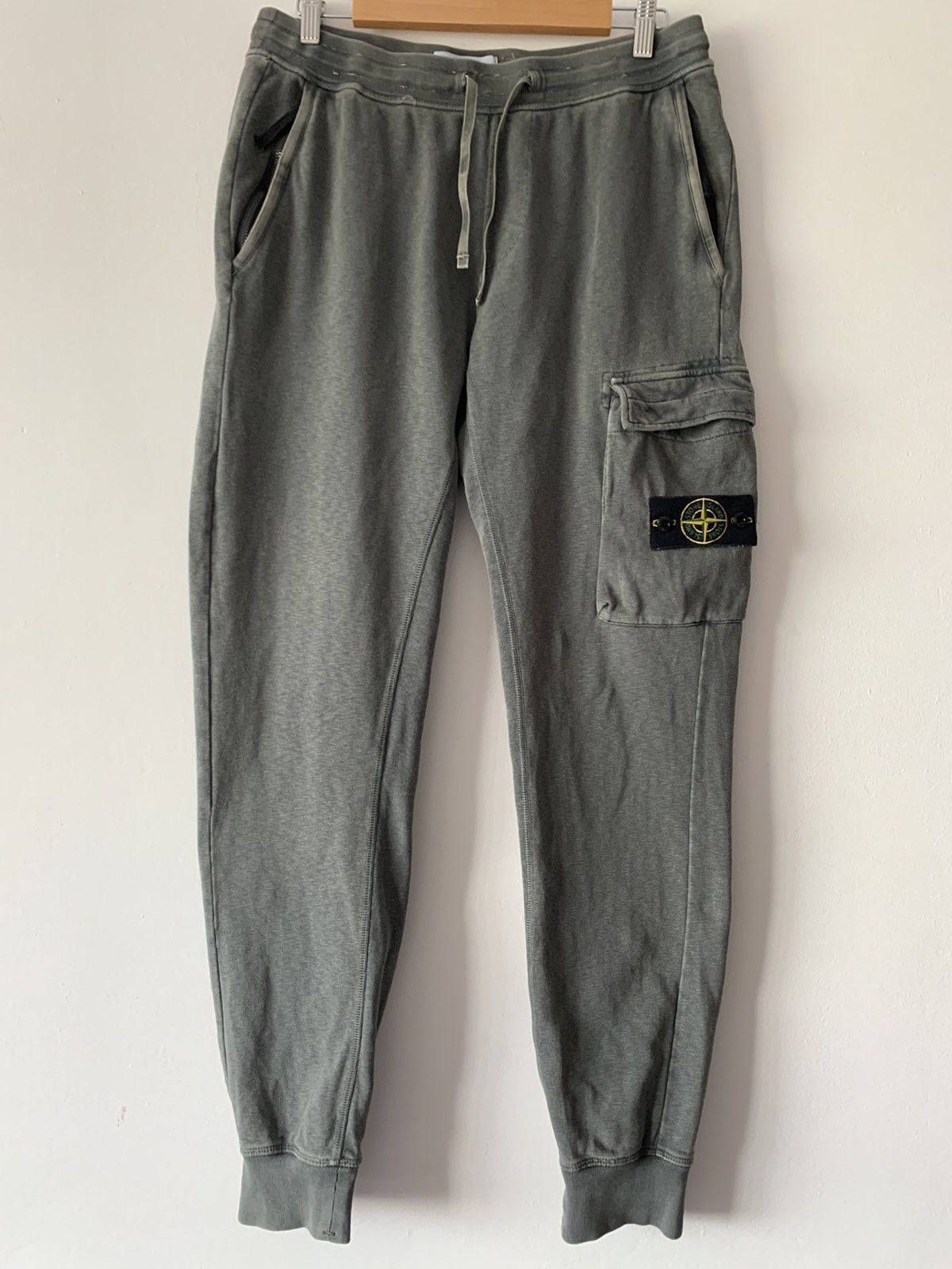 image of Stone Island Garment Dyed Sweatpants in Grey, Men's (Size 32)