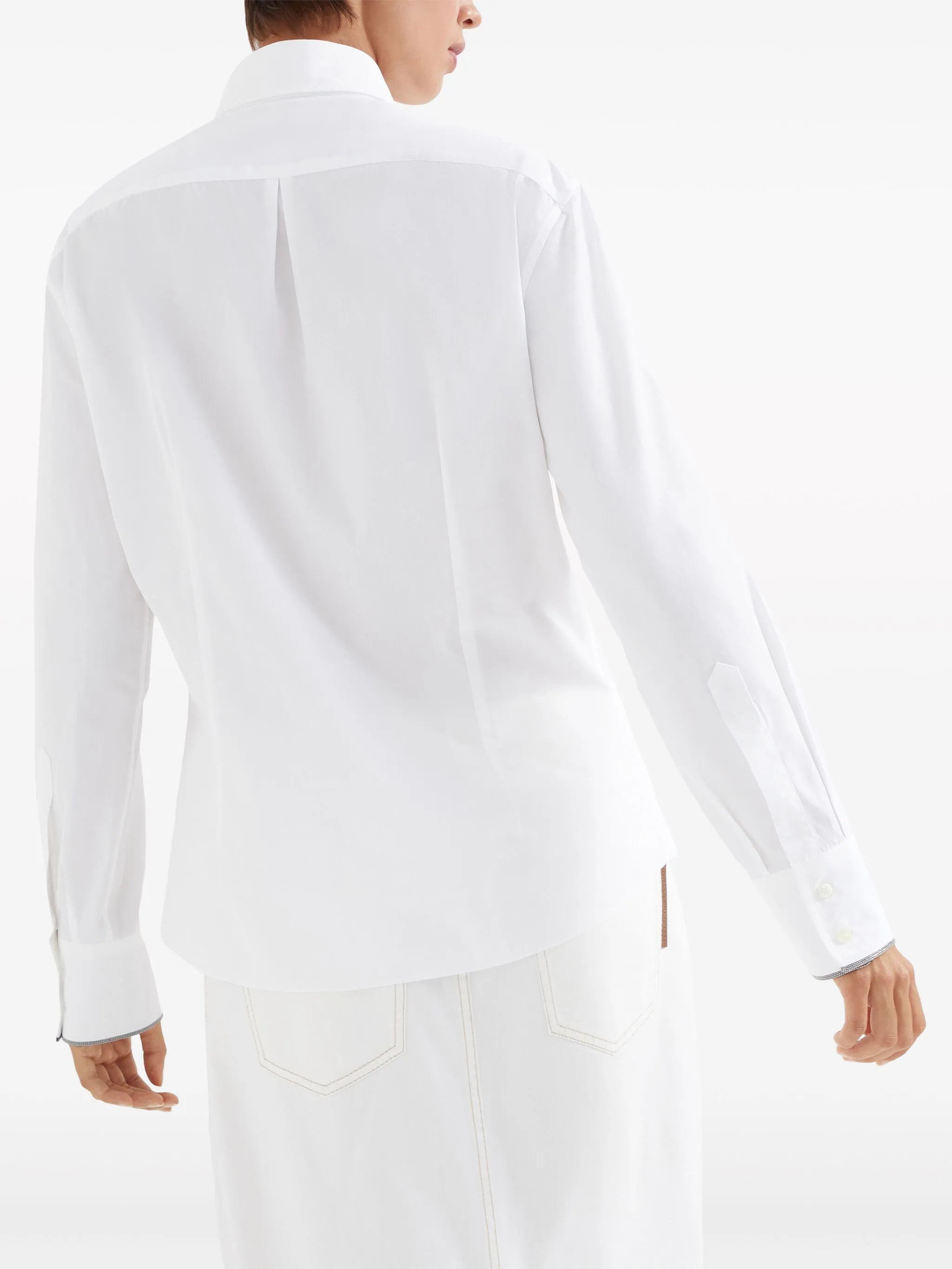 Brunello Cucinelli o1w1db10825 Blouse in White Size M / US 6-8 / IT 42-44 - 2 Thumbnail