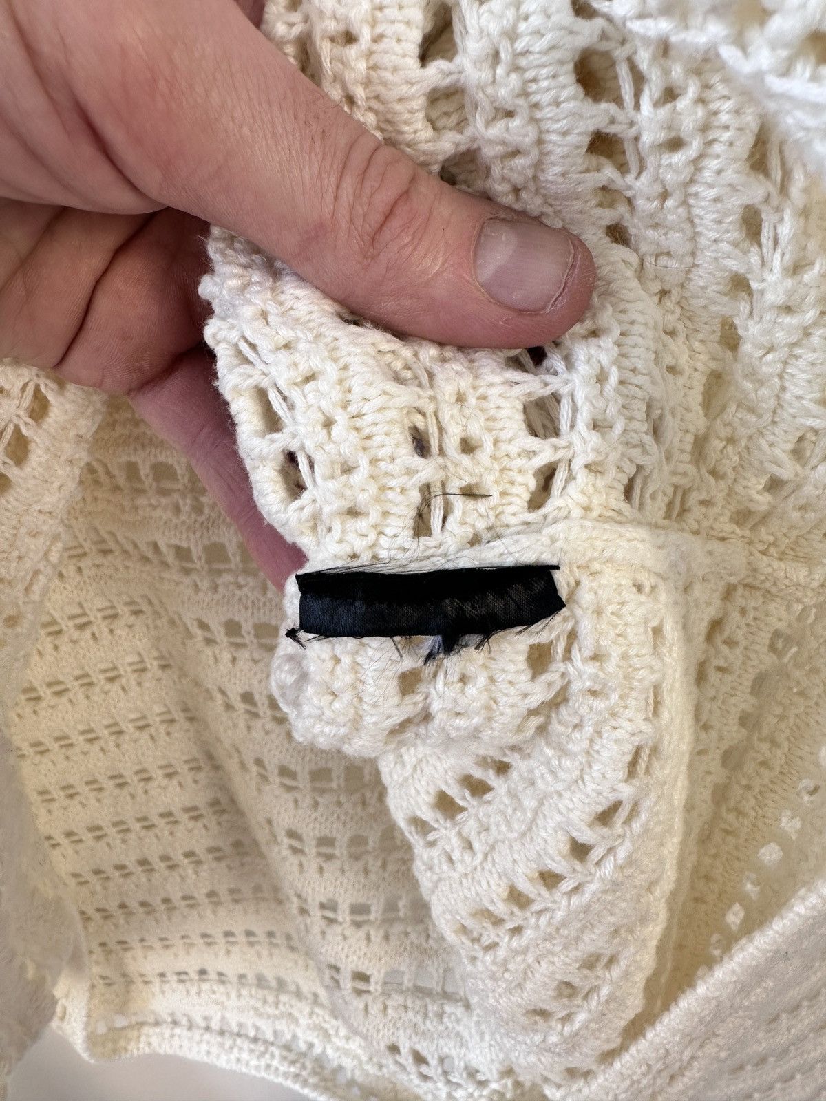 Ann Demeulemeester Ann Demeulemeester Ivory Crochet Knit Sweater L Mesh Archive Size L / US 10 / IT 46 - 8 Thumbnail