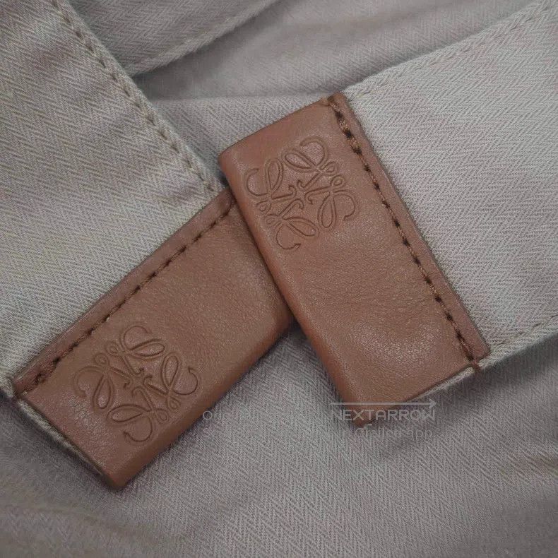 Loewe Loewe size S Khaki Cotton Linen Wide Leg Pants with Leather Size 26" / US 2 / IT 38 - 8 Thumbnail