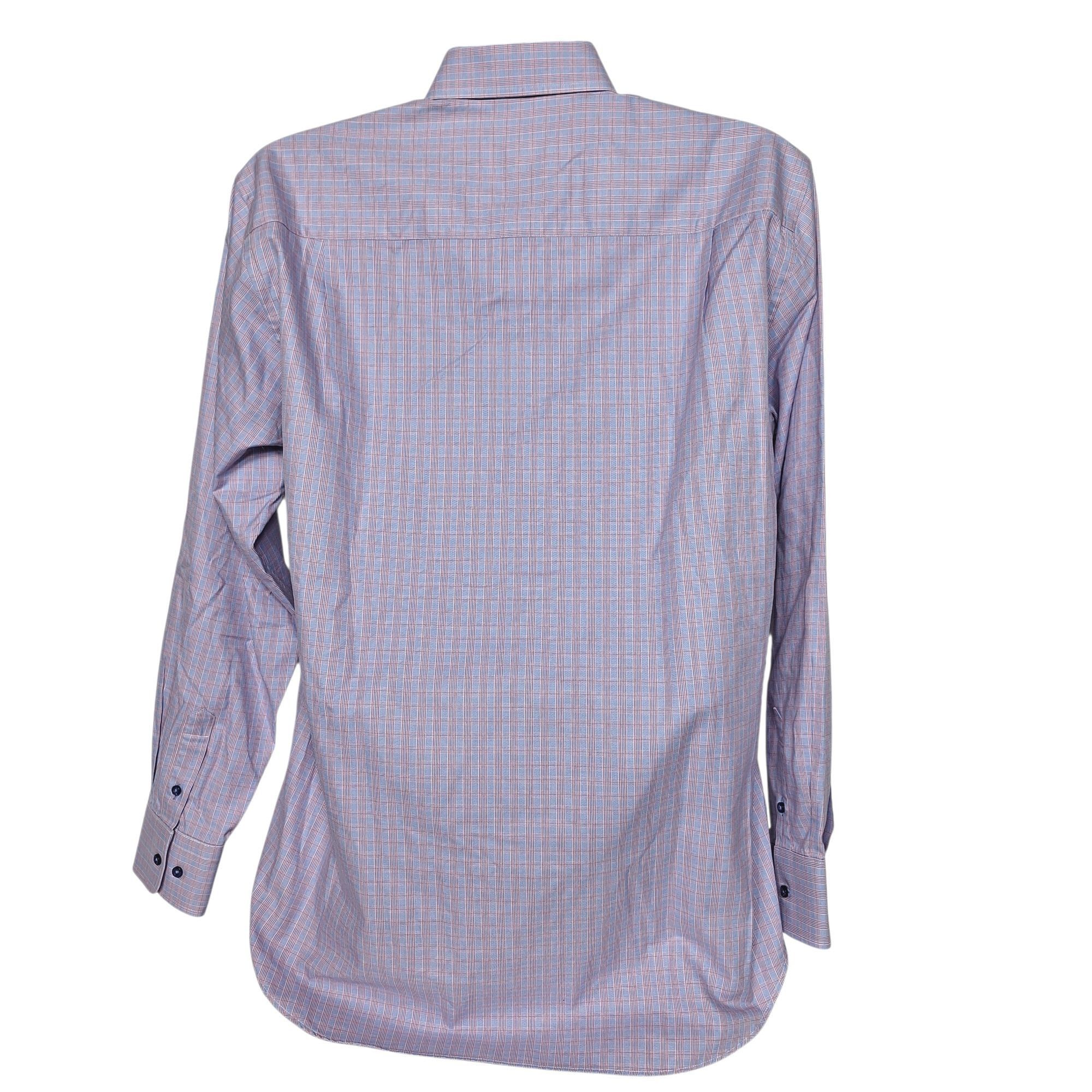 David Donahue David Donahue Dress Shirt Blue Red Micro Plaid Cotton Luxe Q Size US L / EU 52-54 / 3 - 3 Thumbnail