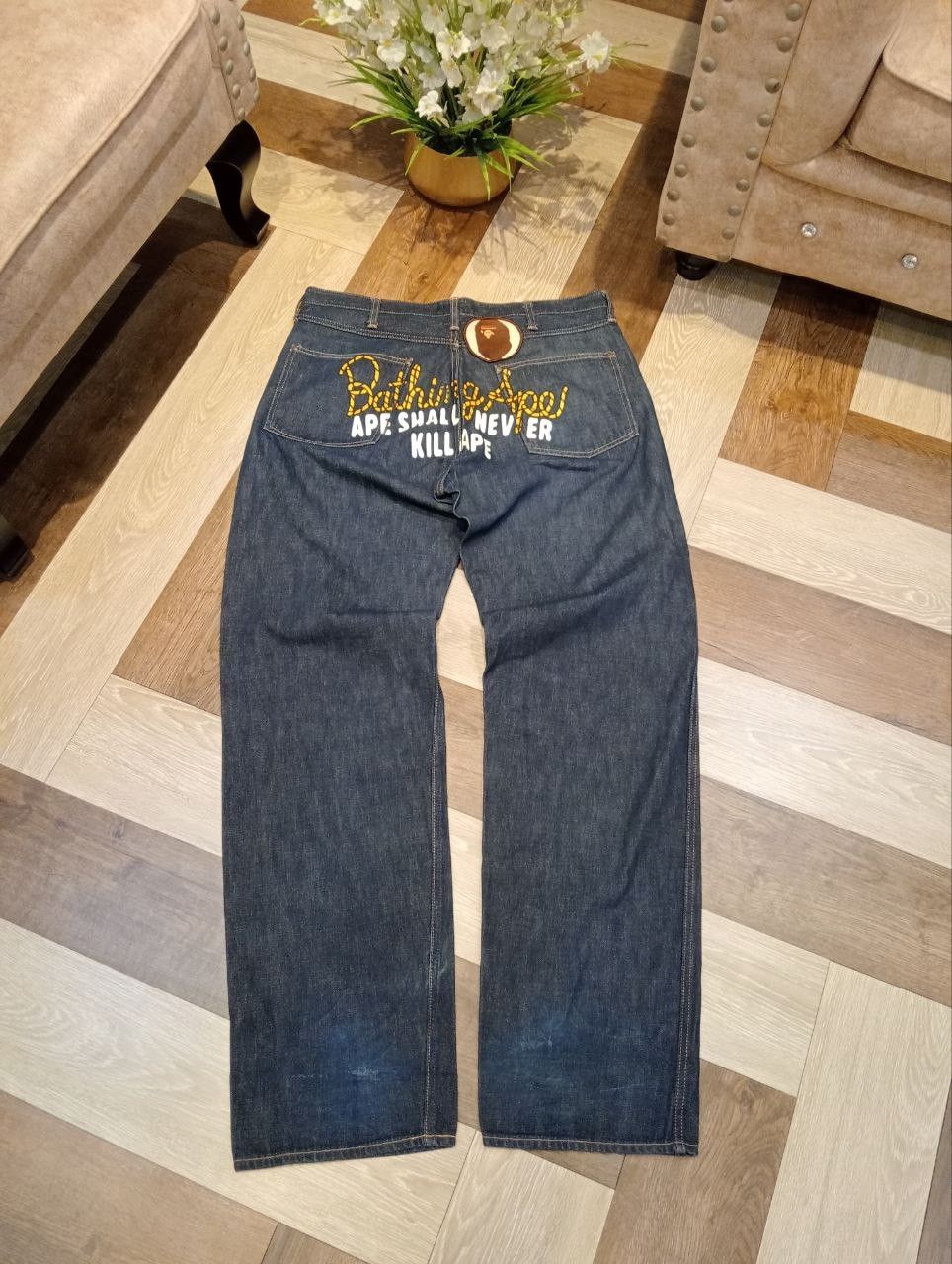 Bape Ape Shall Never Kill Ape denim Jeans By A Bathing Ape | Grailed