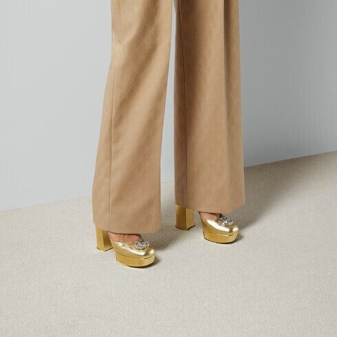 Gucci oc11z1025 Platform Pumps With Double G in Gold Size US 10 / IT 40 - 5 Thumbnail