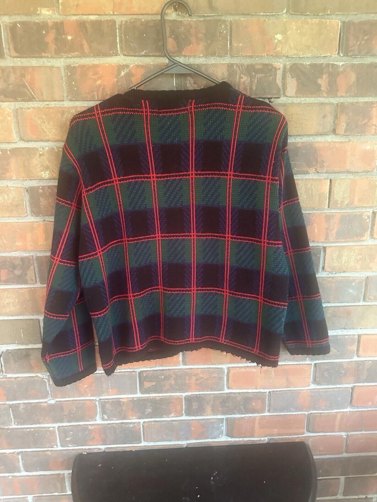 Designer Vintage Tally Ho Cardigan Sweater Small Old money Plaid Size M / US 6-8 / IT 42-44 - 5 Thumbnail