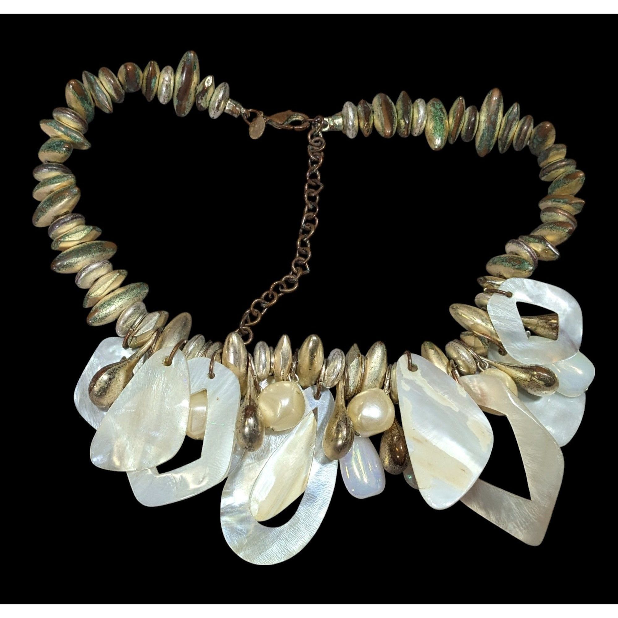 Chicos Chico's Vintage Mermaidcore Glam Shell And Gold Tone Chunky Size ONE SIZE - 1 Thumbnail