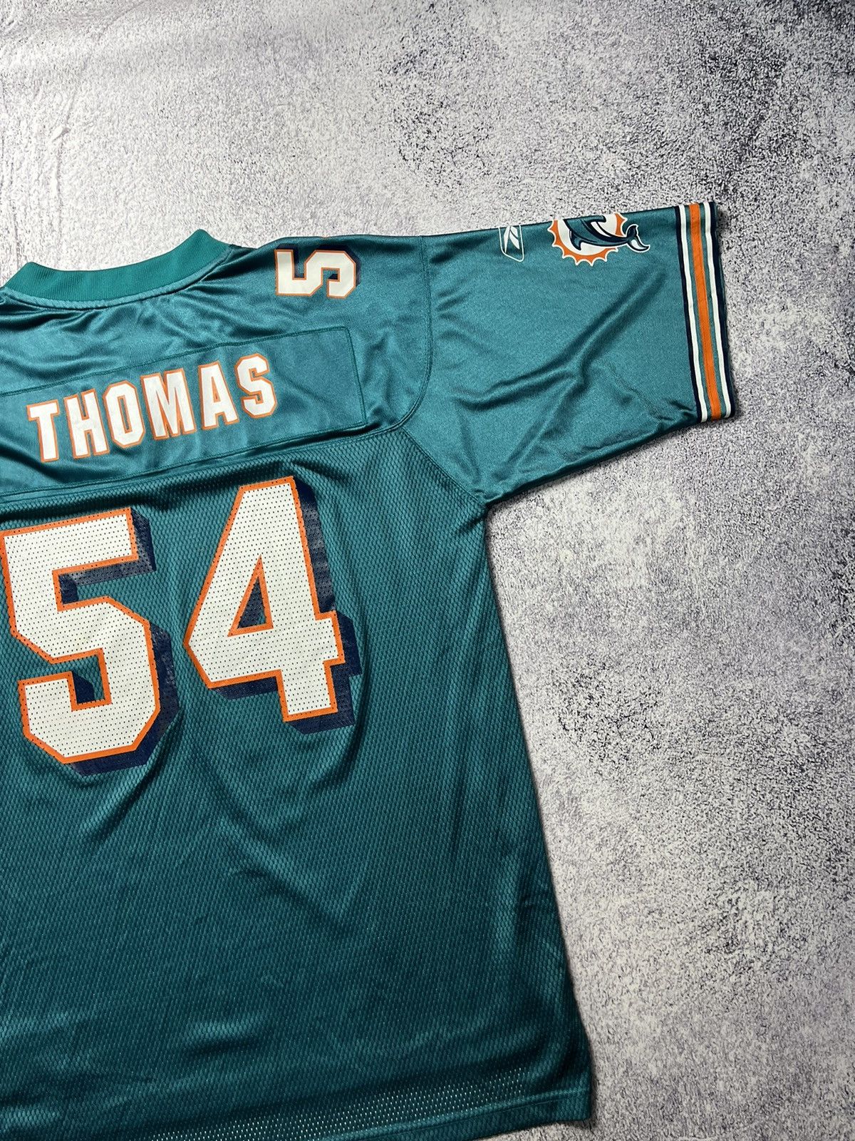 NFL Vintage REEBOK Miami Dolphins Thomas #54 Teal NFL Jersey Size US L / EU 52-54 / 3 - 16 Thumbnail