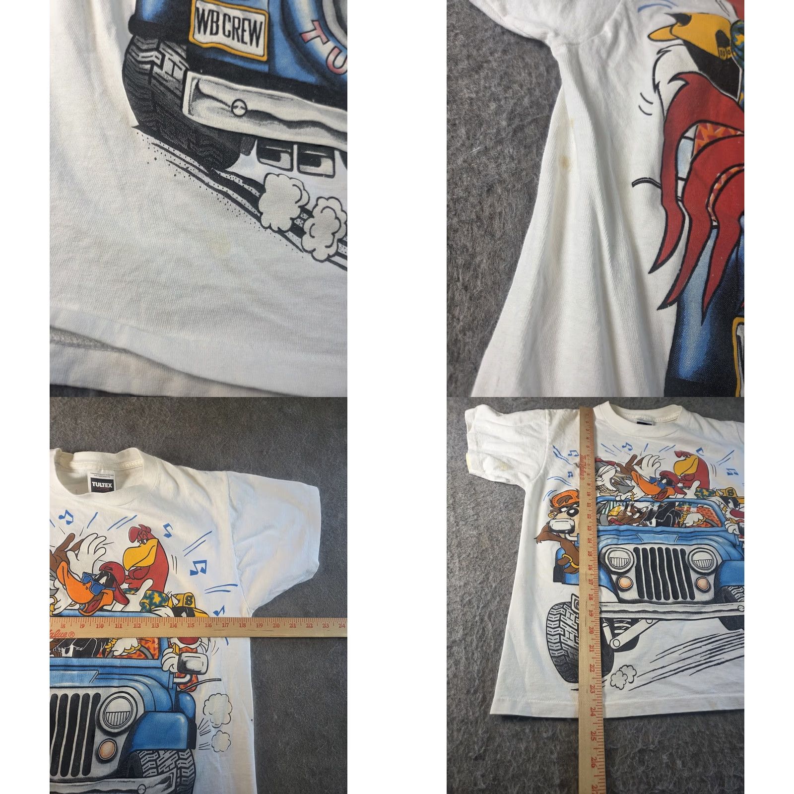 Vintage VINTAGE Looney Tunes T-Shirt Men Crew Neck Short Sleeve White Medium Bugs Bunny Distressed 4x4 Jeep WB Cartoon Size US M / EU 48-50 / 2 - 8 Thumbnail