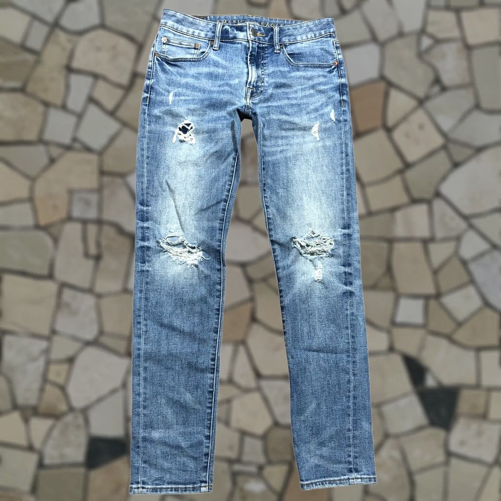 American Eagle Outfitters American Eagle Outfitters Skinny Jeans Blue Denim Mens 31x32 Distressed Classic Size US 31 - 1 Thumbnail