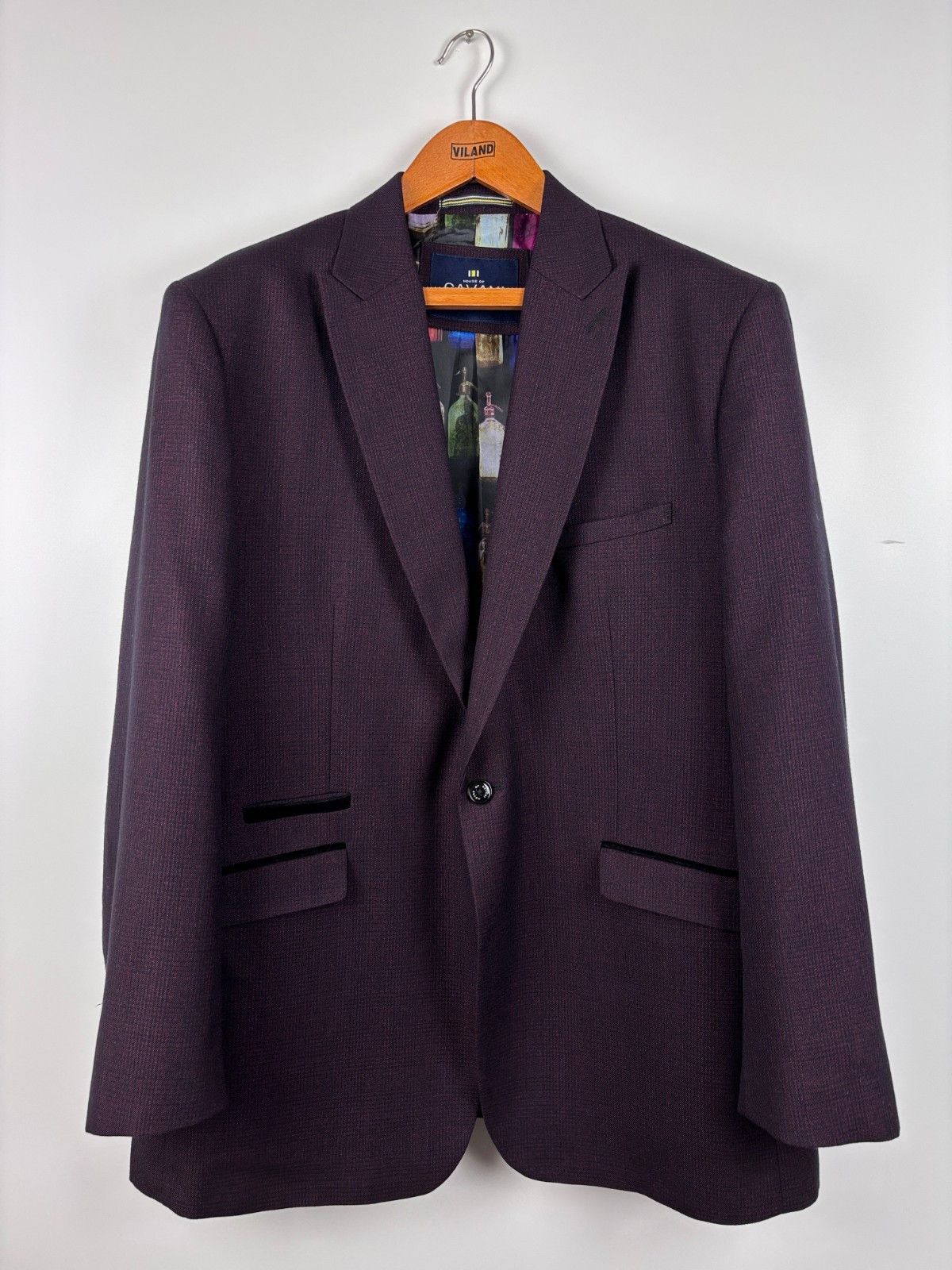 Other Cavani Caridi Wine Regular Check 3 Piece Suit EU 58R UK 48R Size 48R - 2 Thumbnail