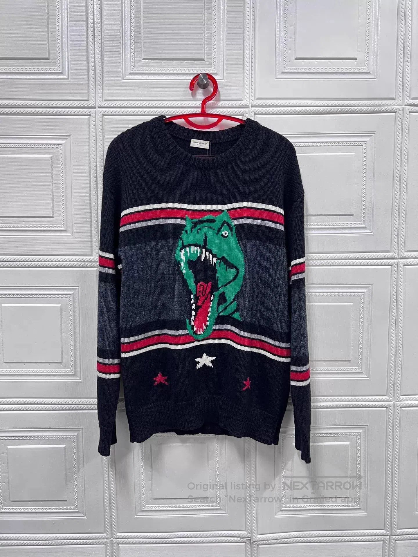 Saint Laurent Paris Black Dinosaur Graphic Long Sleeve Sweater. Size US XS / EU 42 / 0 - 1 Thumbnail