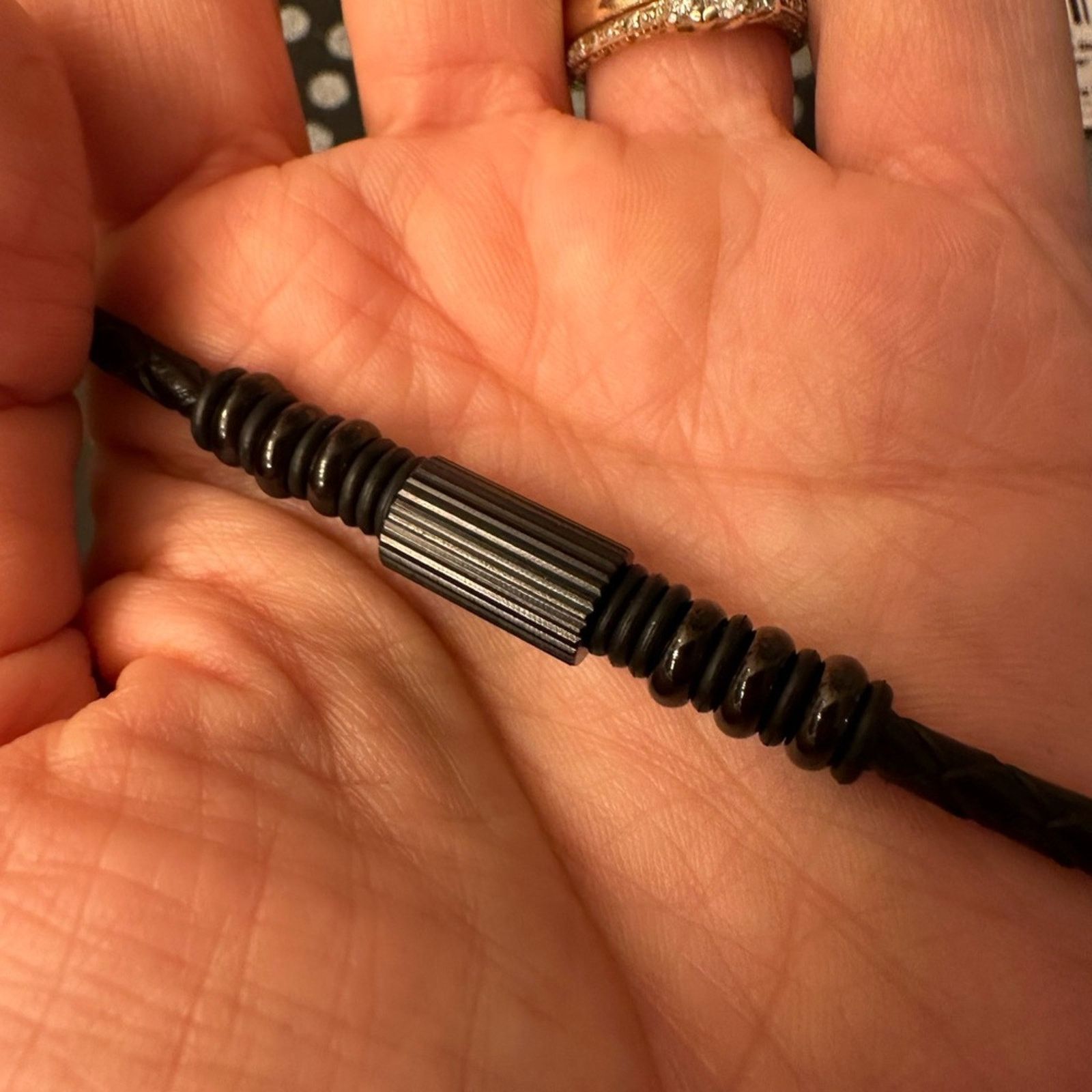 Other Braided Leather Men Bracelet Stainless Steel Magnetic Size ONE SIZE - 3 Thumbnail