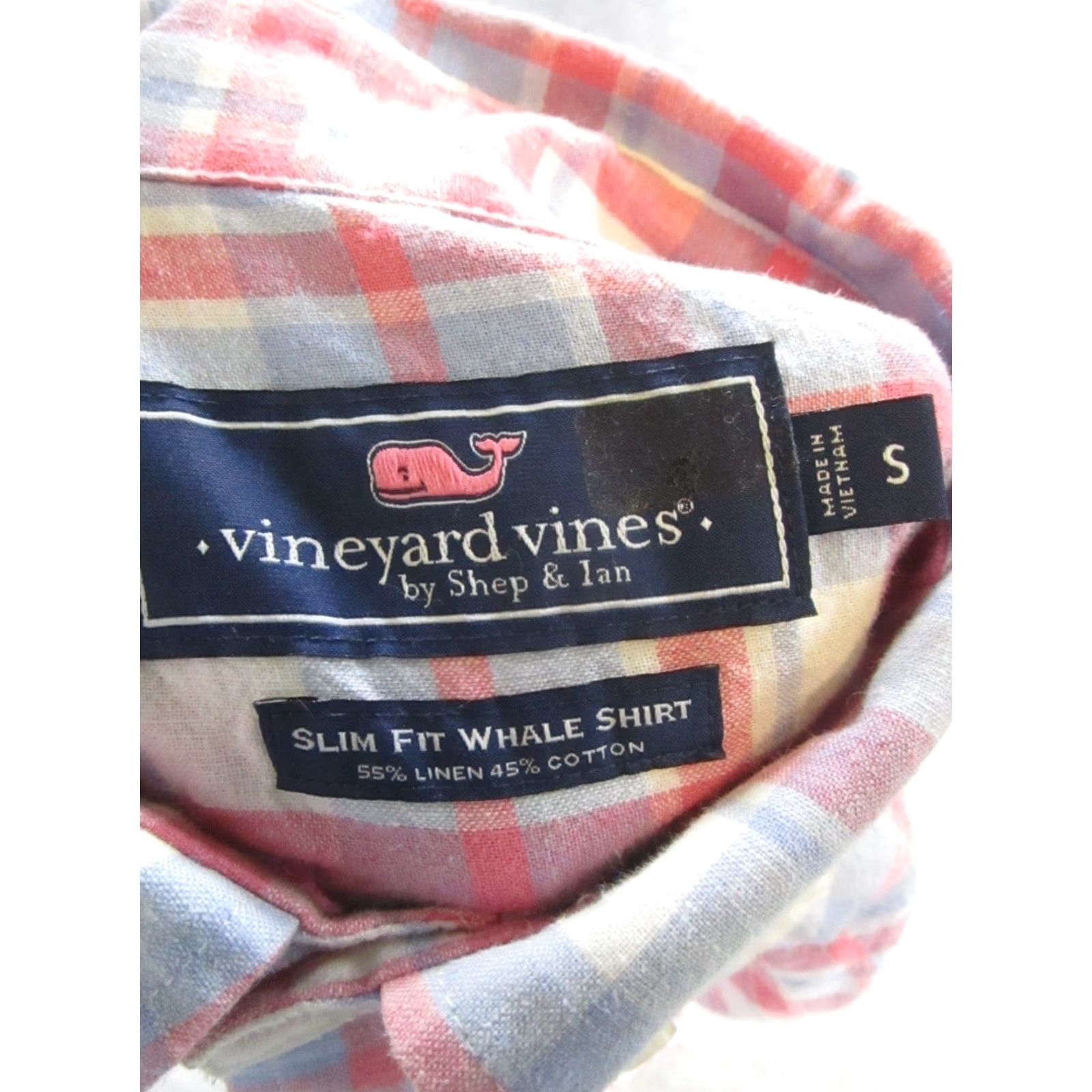 Vineyard Vines Vineyard Vines Shirt Mens S Pink White Linen Cotton Button Up Pattern Plaid Collared Long Sleeve Casual Size US S / EU 44-46 / 1 - 3 Thumbnail