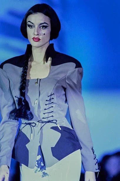 Thierry Mugler Thierry Mugler 1992 Runway Black White Tie Belt Set FR38 Size S / US 4 / IT 40 - 3 Thumbnail