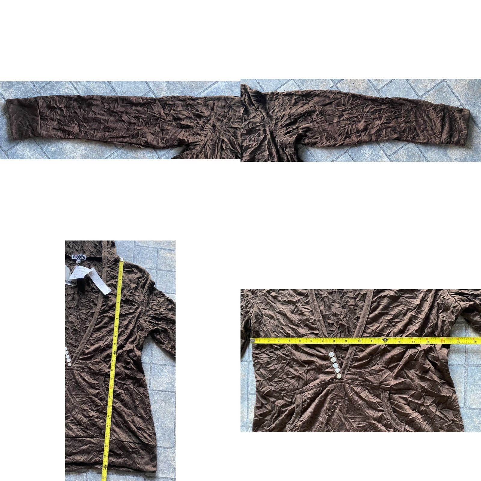 Vintage NWT Ozone Women’s Hoodie Crinkled Brown XL Regular Size- XL Hoodie Women’s Activewear Brown NWT Size XL / US 12-14 / IT 48-50 - 8 Thumbnail