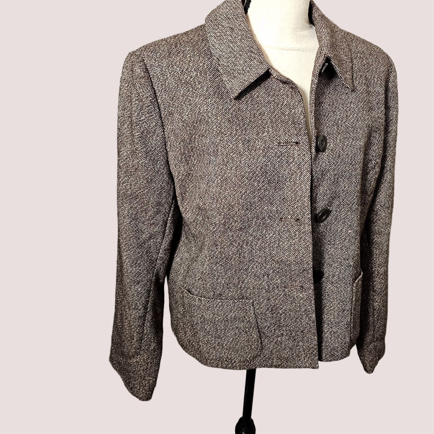 Vintage VINTAGE Chadwick's Wool Blend Blazer Womens 16 Brown Jacket Pockets Lined Button Crew Neck/Sleeve? Size XXL / US 16-18 / IT 52-54 - 1 Thumbnail