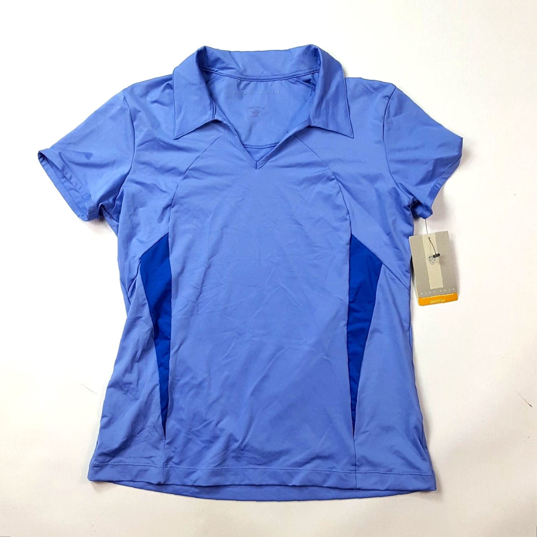 Nike VINTAGE Nike Golf Dri-Fit Women's Large Athletic Short Sleeve Polo Top Y2K 90s Golf Retro Logo Embroidered Blue Shirt Size L / US 10 / IT 46 - 2 Thumbnail