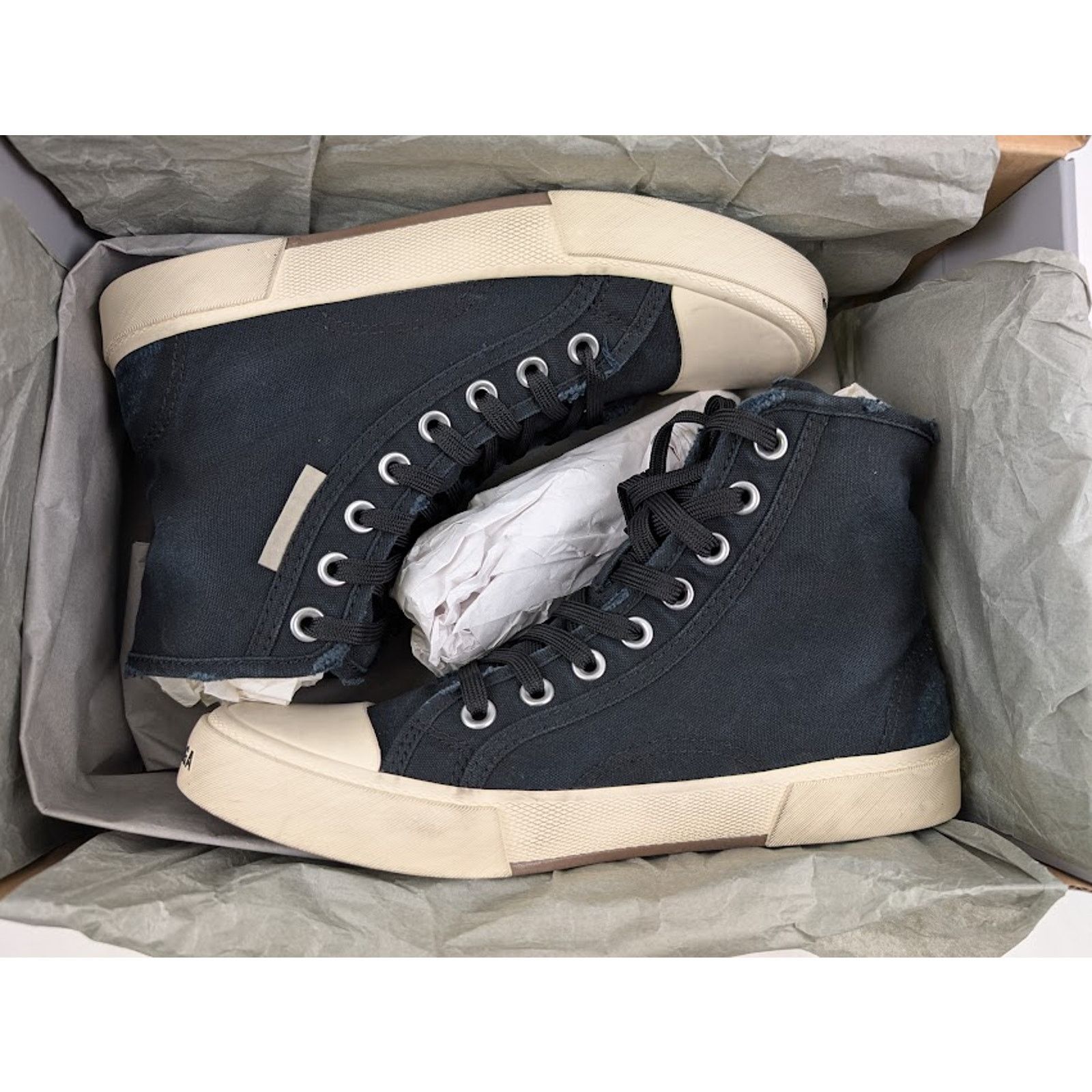 Balenciaga o1rshd1 Q:2 / Paris High-Top Sneakers in Black/White Size US 13 / EU 46 - 13 Thumbnail
