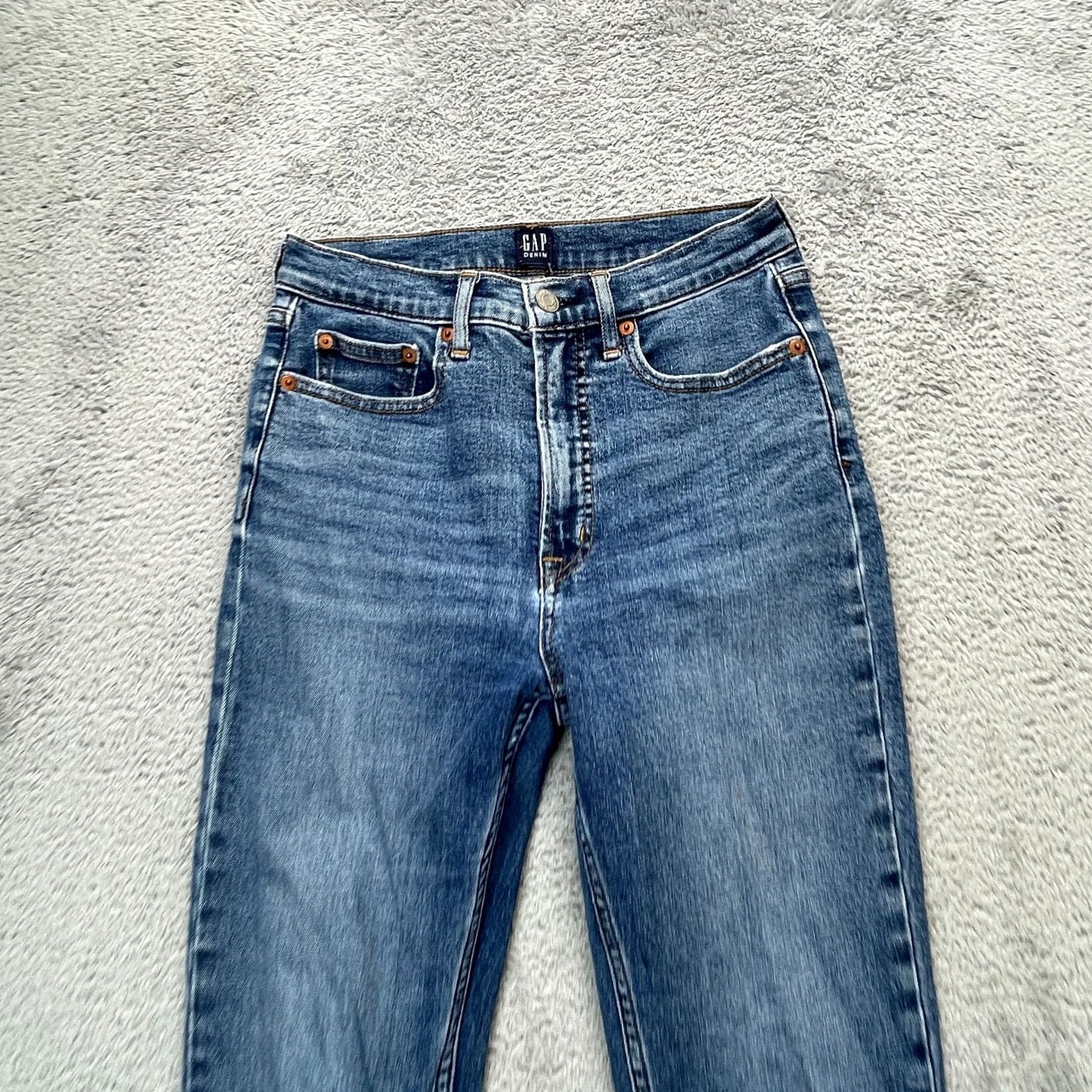 Gap Gap Jeans Womens 2 Blue Cigarette Skinny Denim Cotton Stretch Mid Rise Logo Button Zipper 5-Pocket Womens Jeans Product City Preppy Size 26" / US 2 / IT 38 - 6 Thumbnail