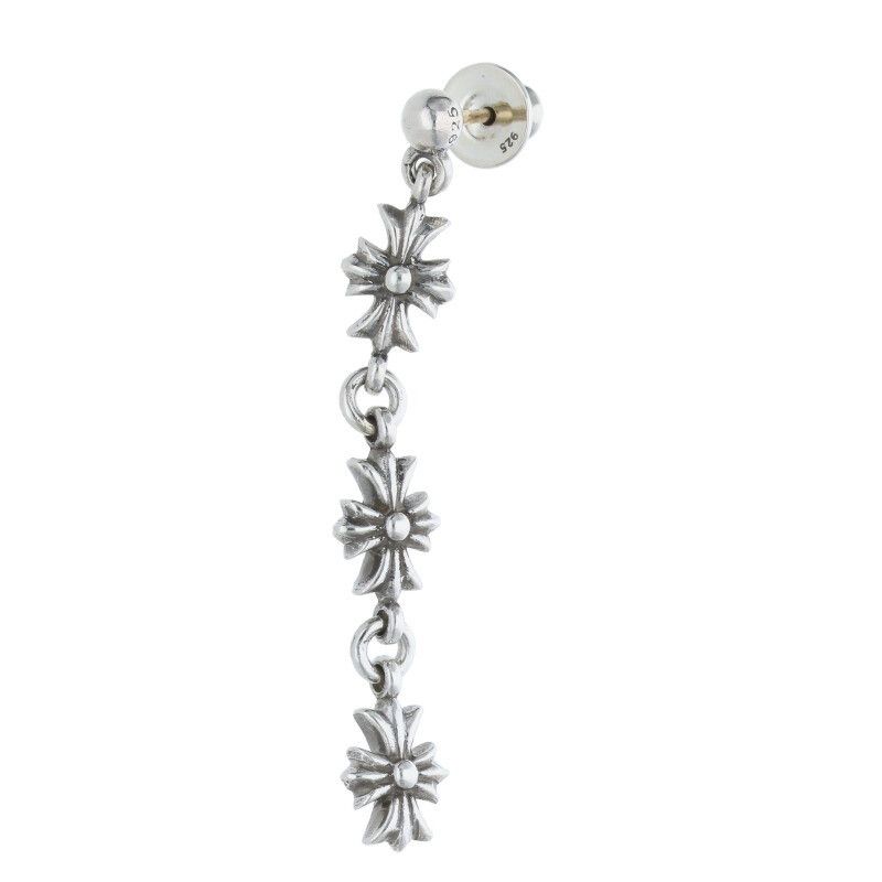 ◆CHROME HEARTS◆TINY E DANGLE EMERALD EARRINGS 925 シルバー Chrome Hearts 925 Silver Tiny E 3 Crosses Drop Earring Drop