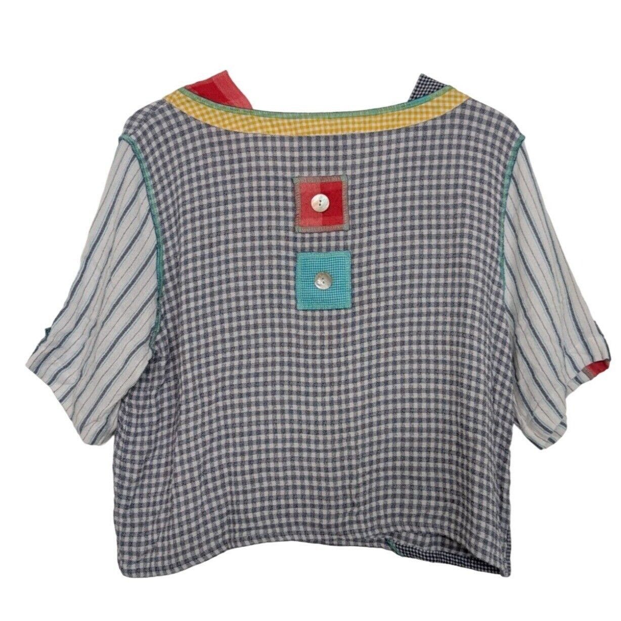 Designer Faith Gingham Check Crop Shirt Womens Size XL Blue Cottage Size XL / US 12-14 / IT 48-50 - 6 Thumbnail