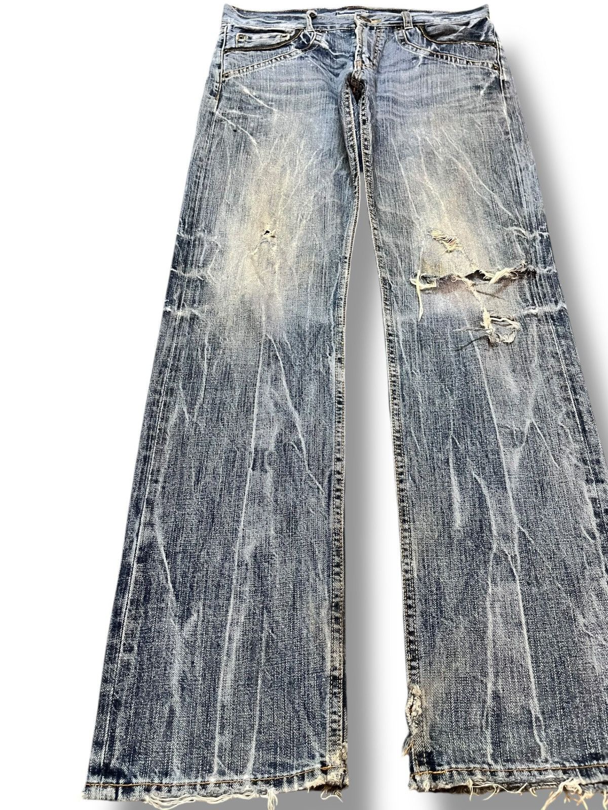 VILLAND Vintage Villand Whiskering Faded Distressed Denim Size US 33 - 3 Thumbnail